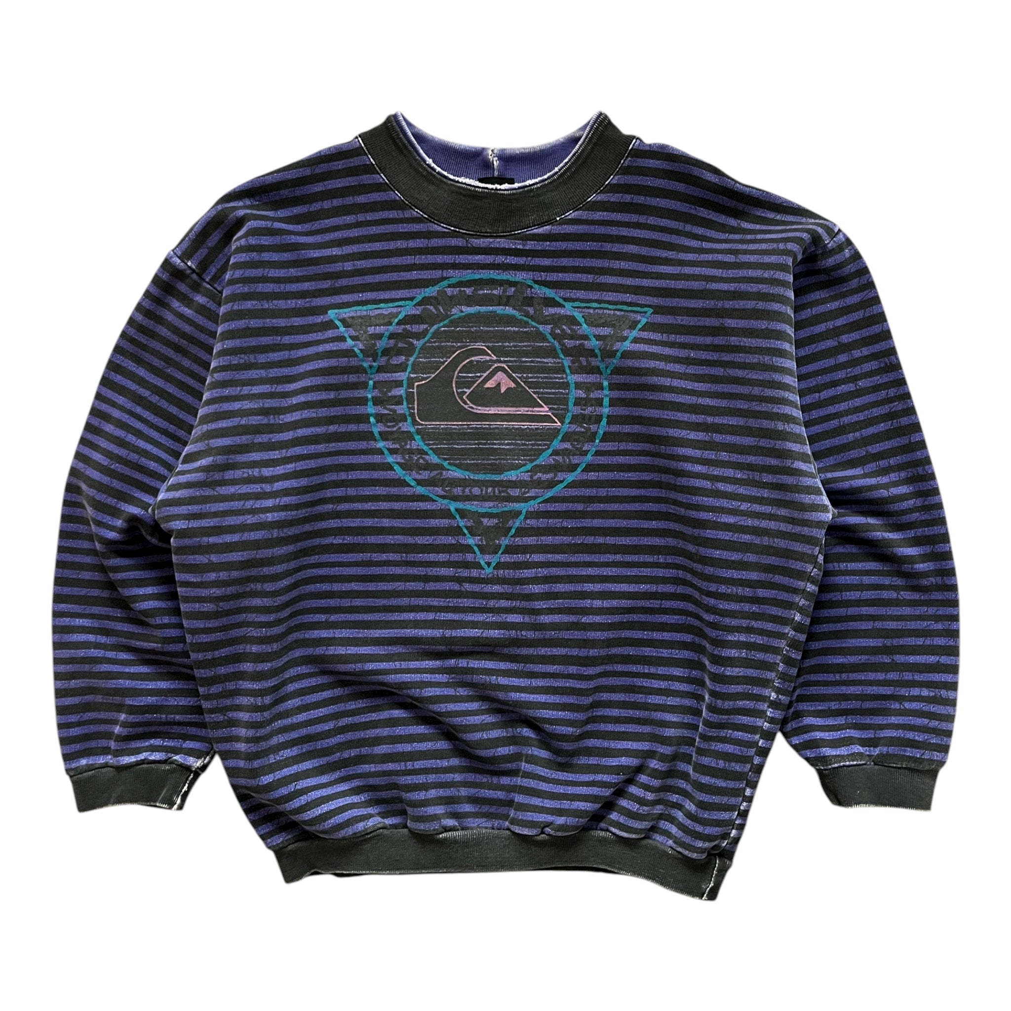 Vintage Quiksilver Striped Cropped Crewneck