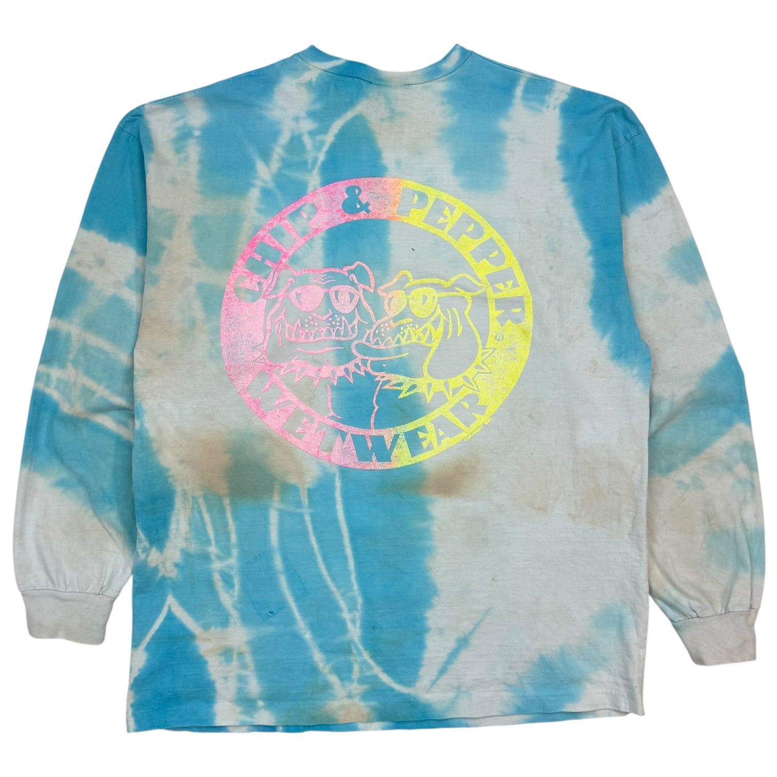 Vintage Chip & Pepper Wet Wear Tie Dye L/S Tee Blue/White