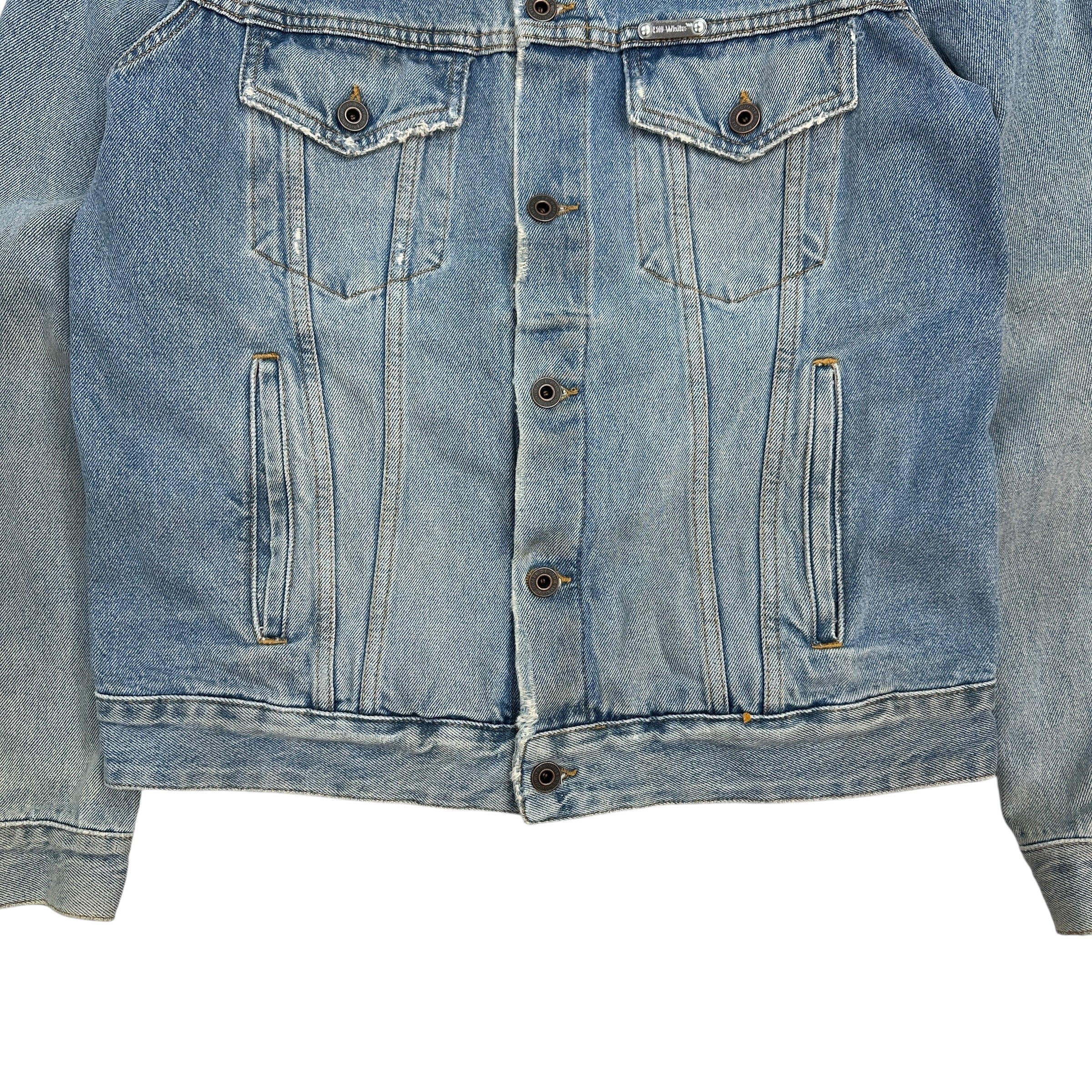 Off-White Vintage Printed Gradient Distress Denim Jacket