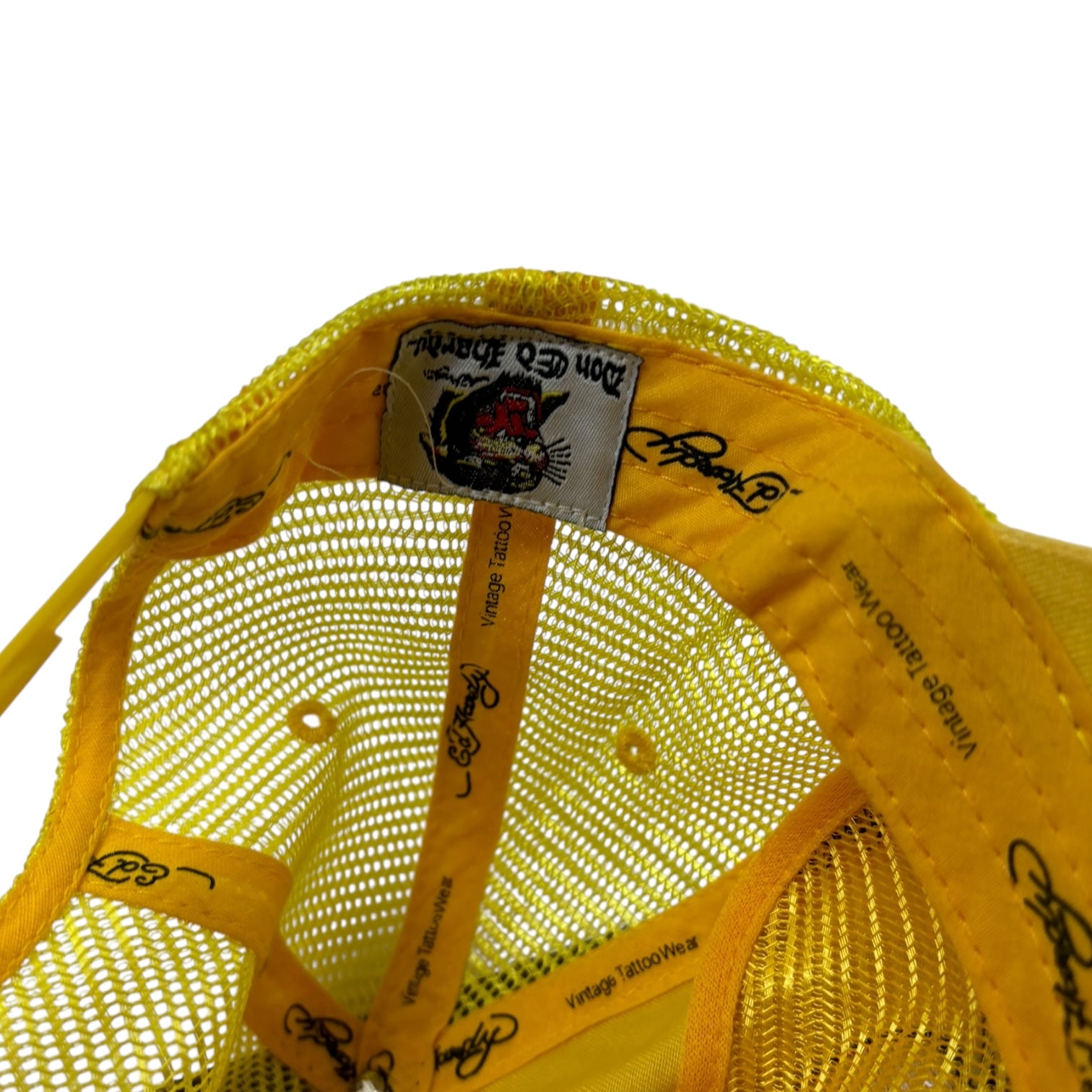 Vintage Ed Hardy Skull Snapback Trucker Hat Yellow