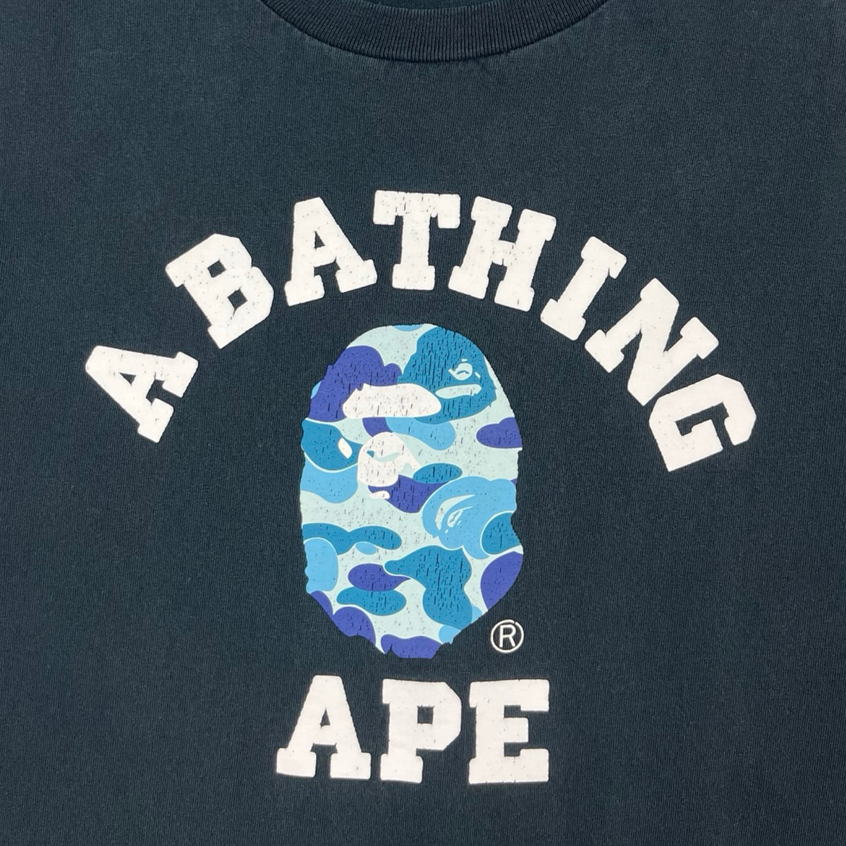 BAPE A Bathing Ape College T-Shirt Blue Camo