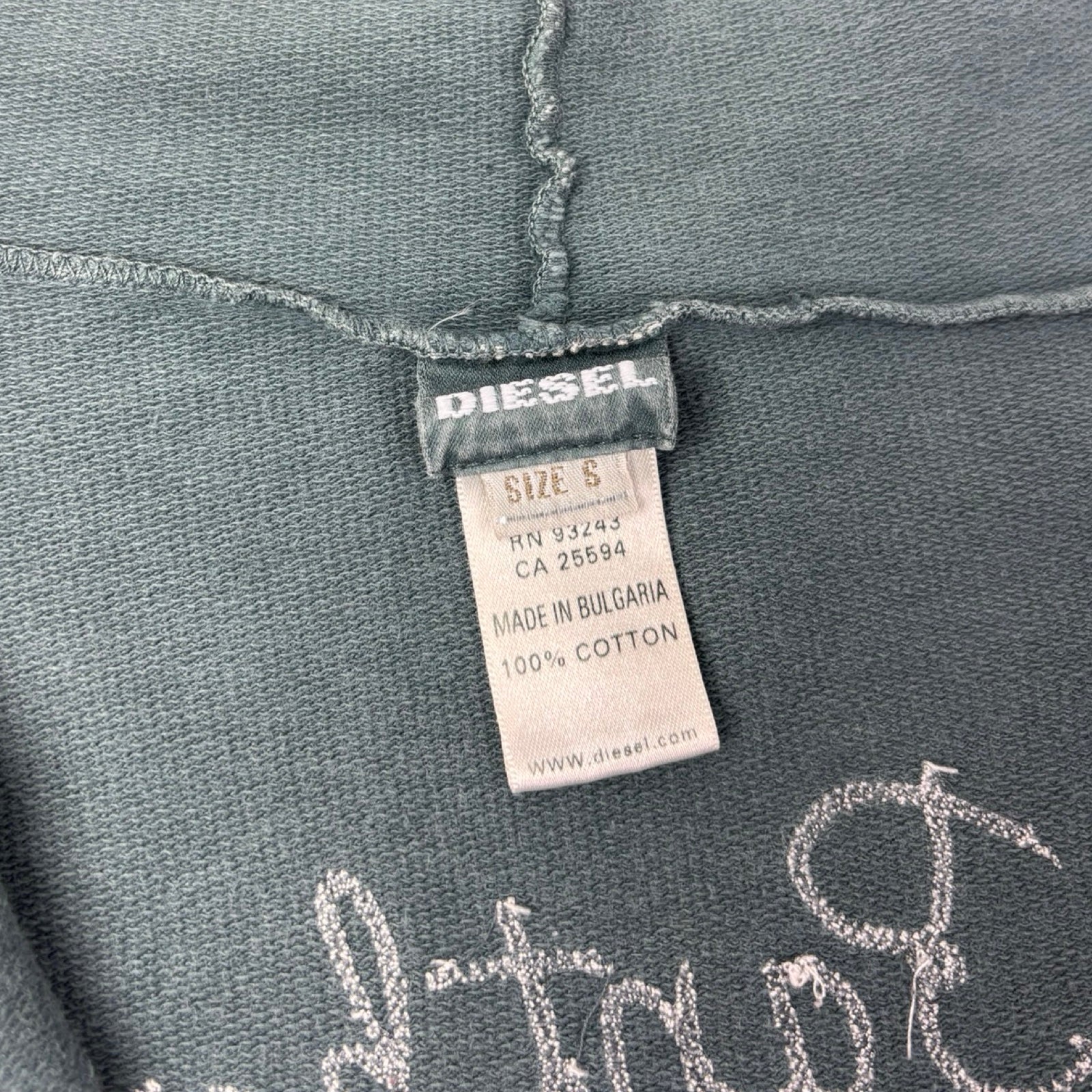 (W) Vintage Y2K Diesel Blue Panther Tour Souvenir Cropped Full-Zip Hoodie Teal