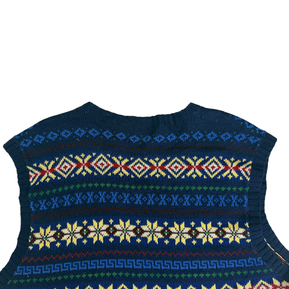 Vintage Polo Ralph Lauren Fair Isle Silk/Linen/Cotton Blend Sweater Vest Blue