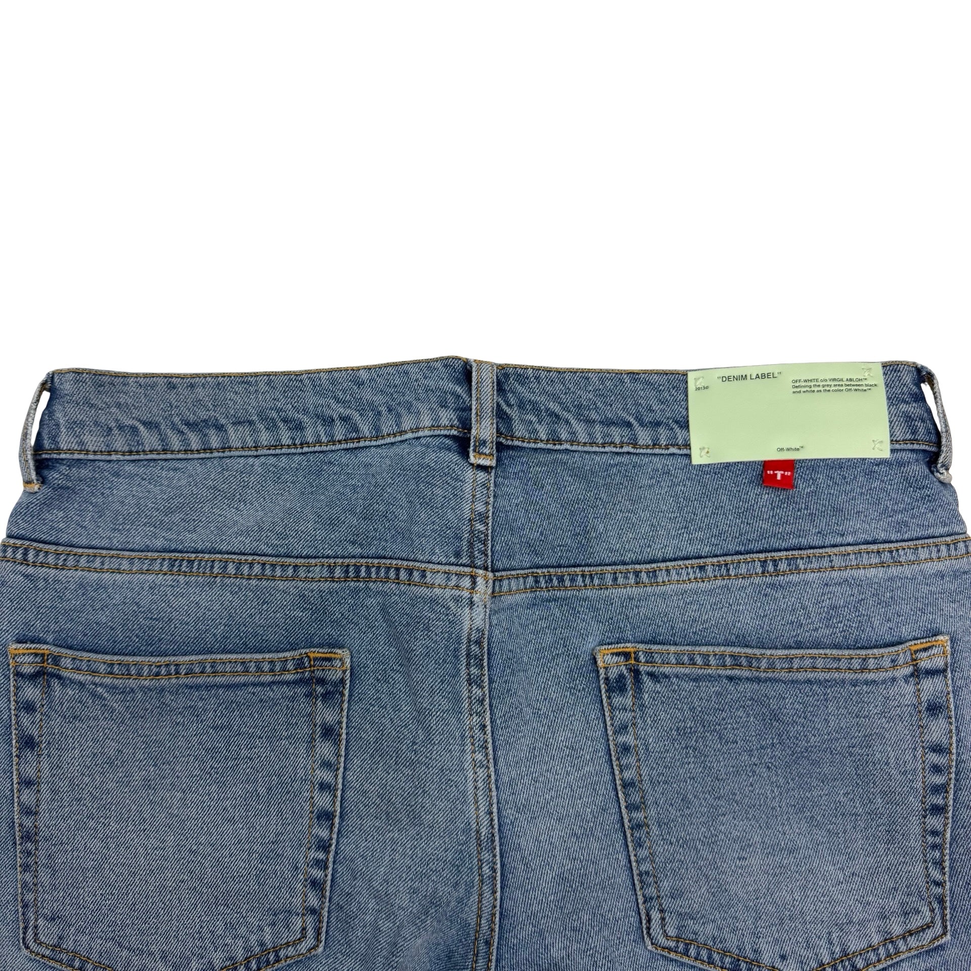 Off-White Skinny Fit Printed Stretch Denim Jeans Blue
