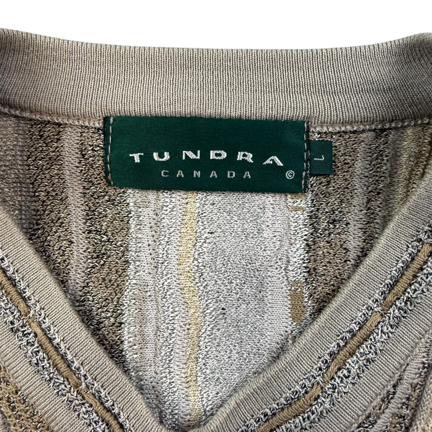 Vintage Tundra Knit V neck Sweater Tan/Grey