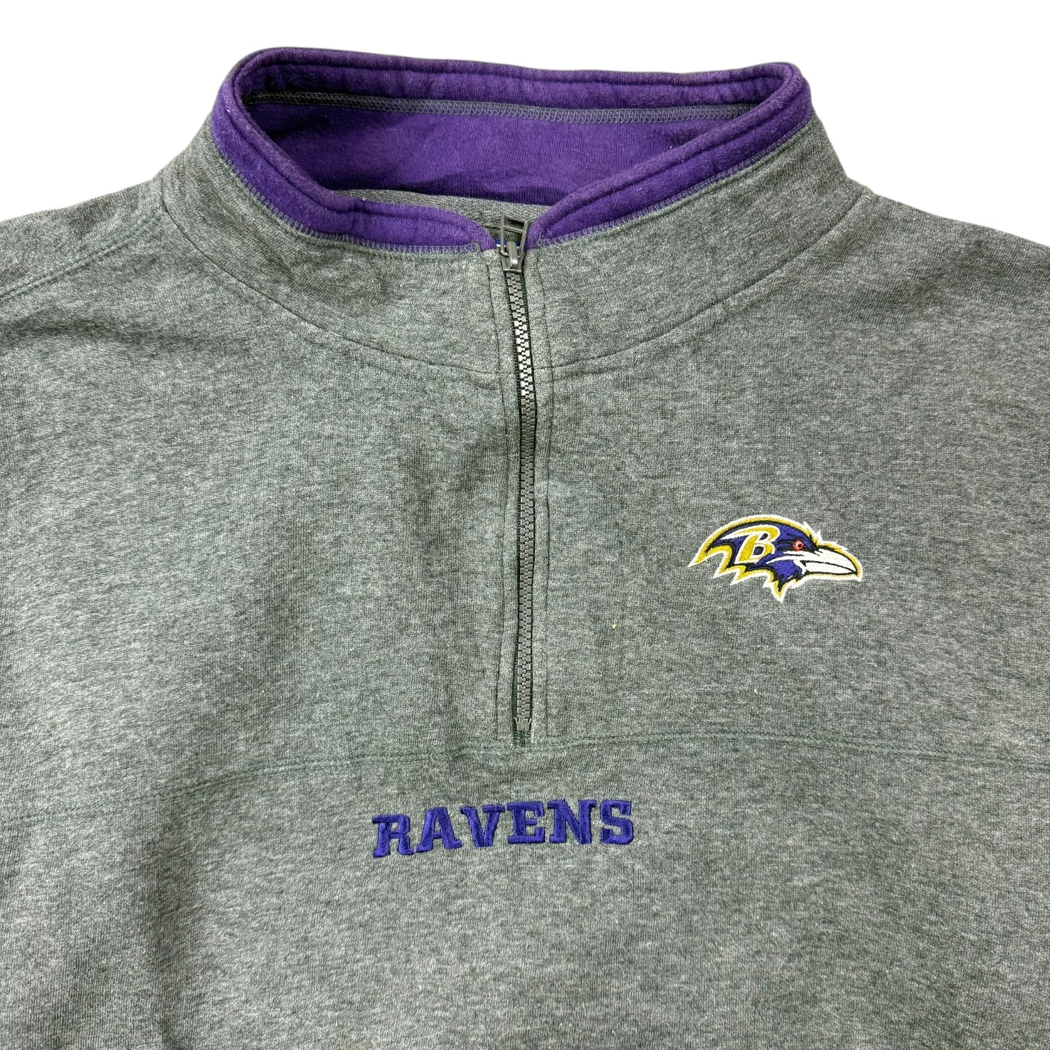 Vintage Baltimore Ravens Quarter Zip Sweater Grey/Purple