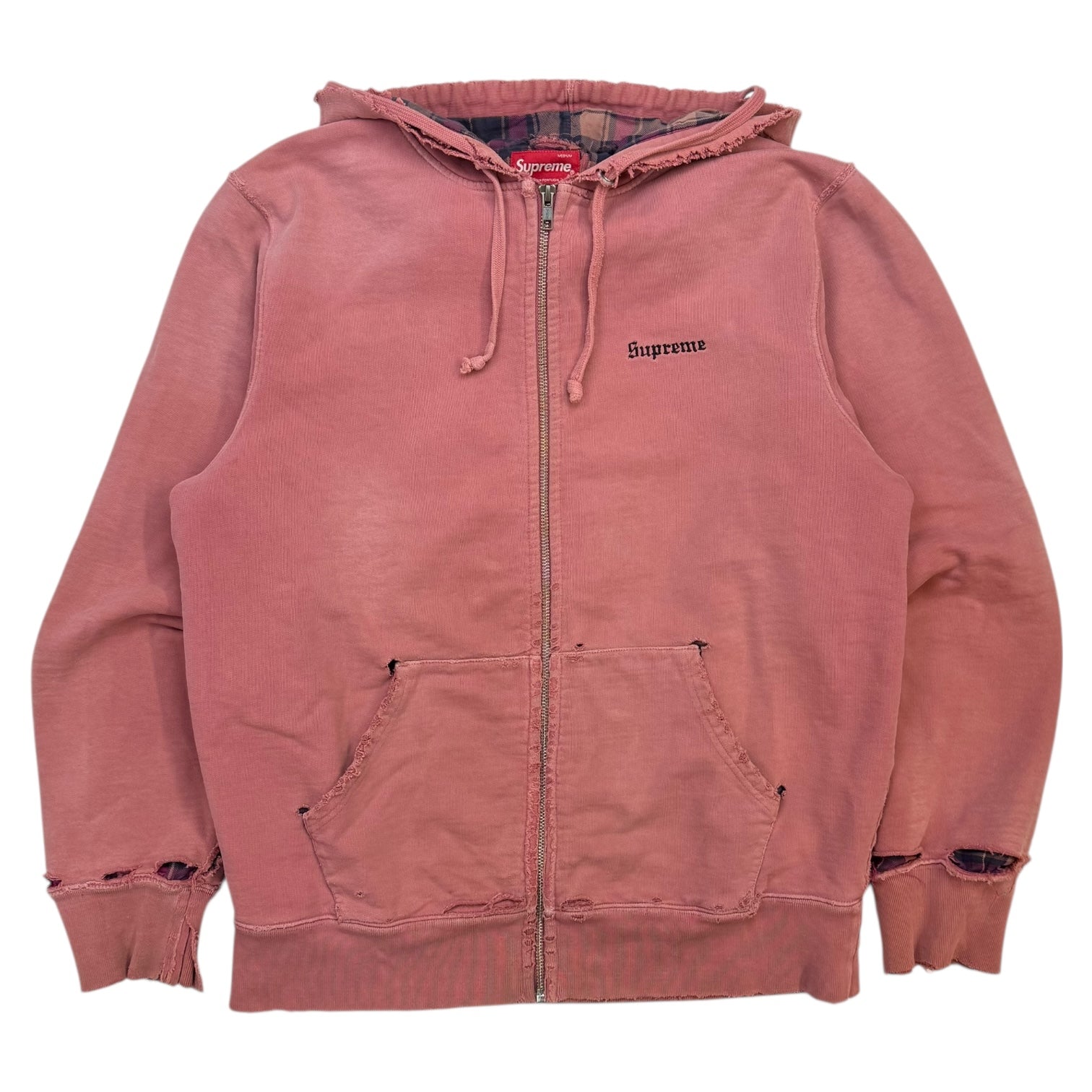 Supreme Bleached Zip Up Sweater Rose