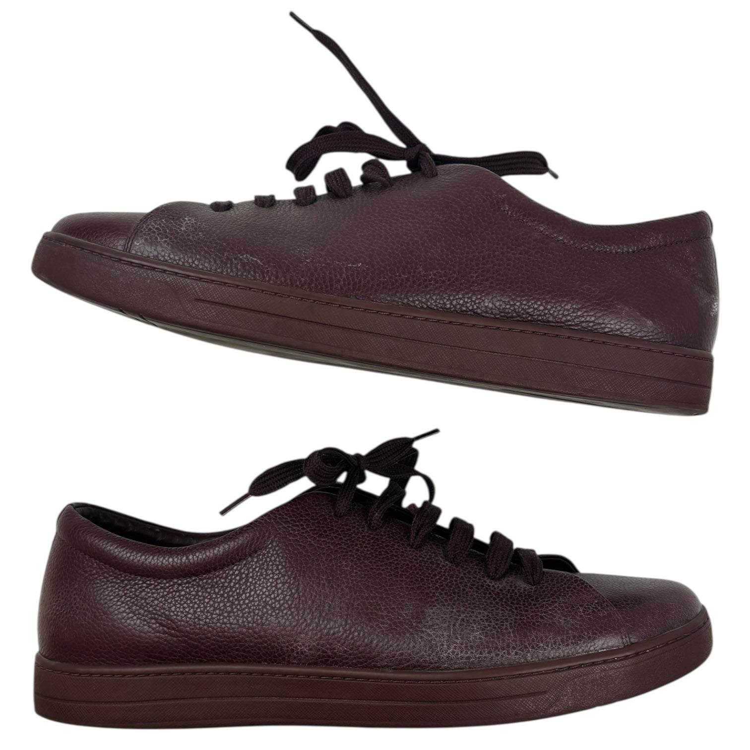 Prada Brushed Leather Sneakers Burgundy (Used)