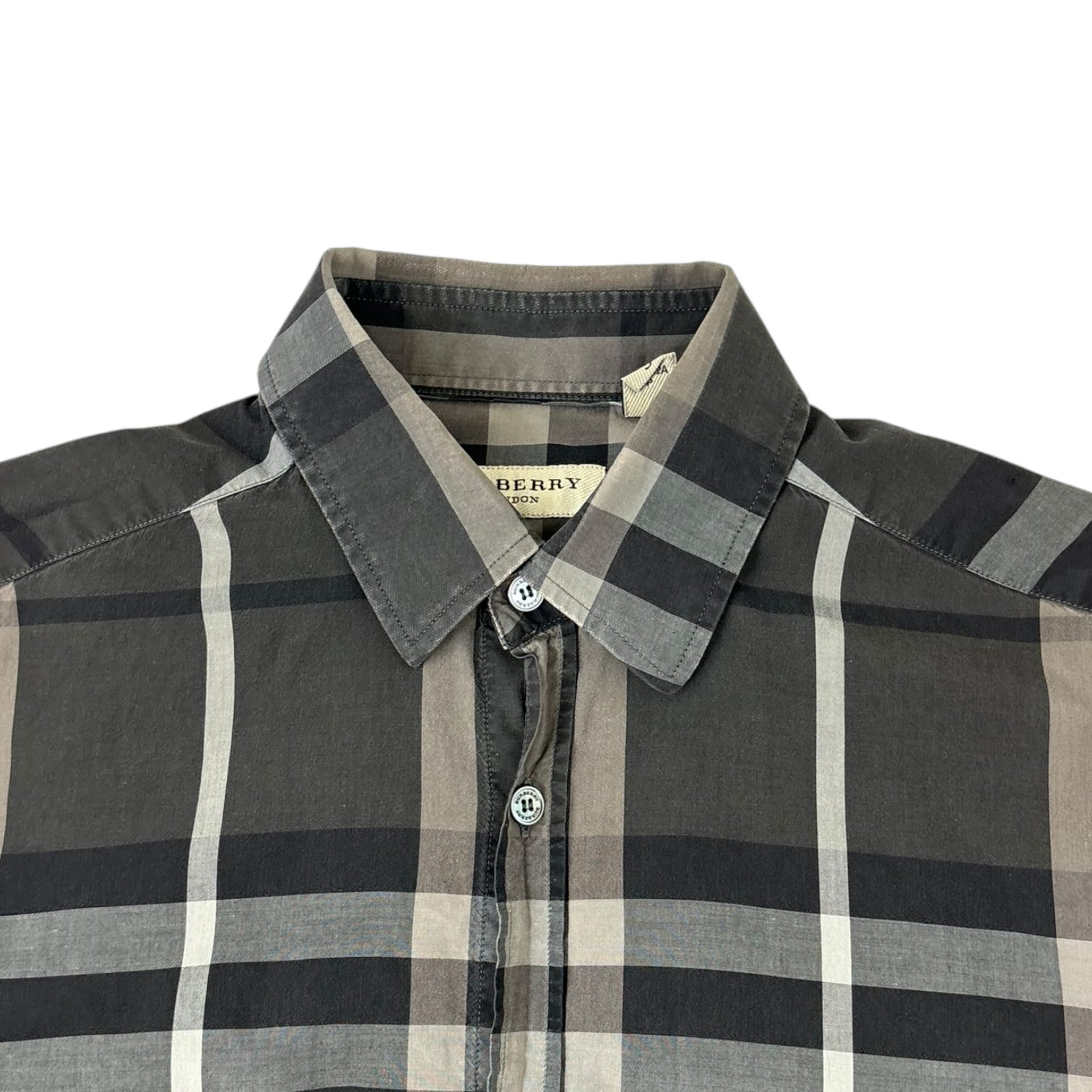 Burberry Check Button-Up Shirt Dark Grey