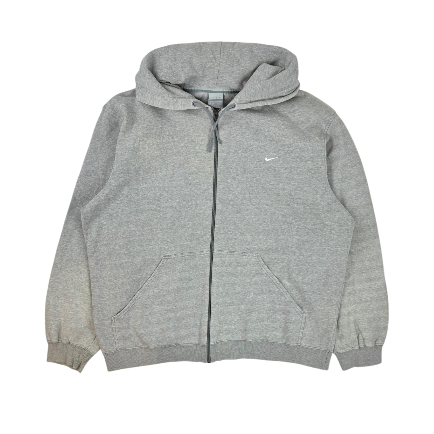 Vintage Y2K Nike Mini Swoosh Hooded Zip-Up Sweater Grey