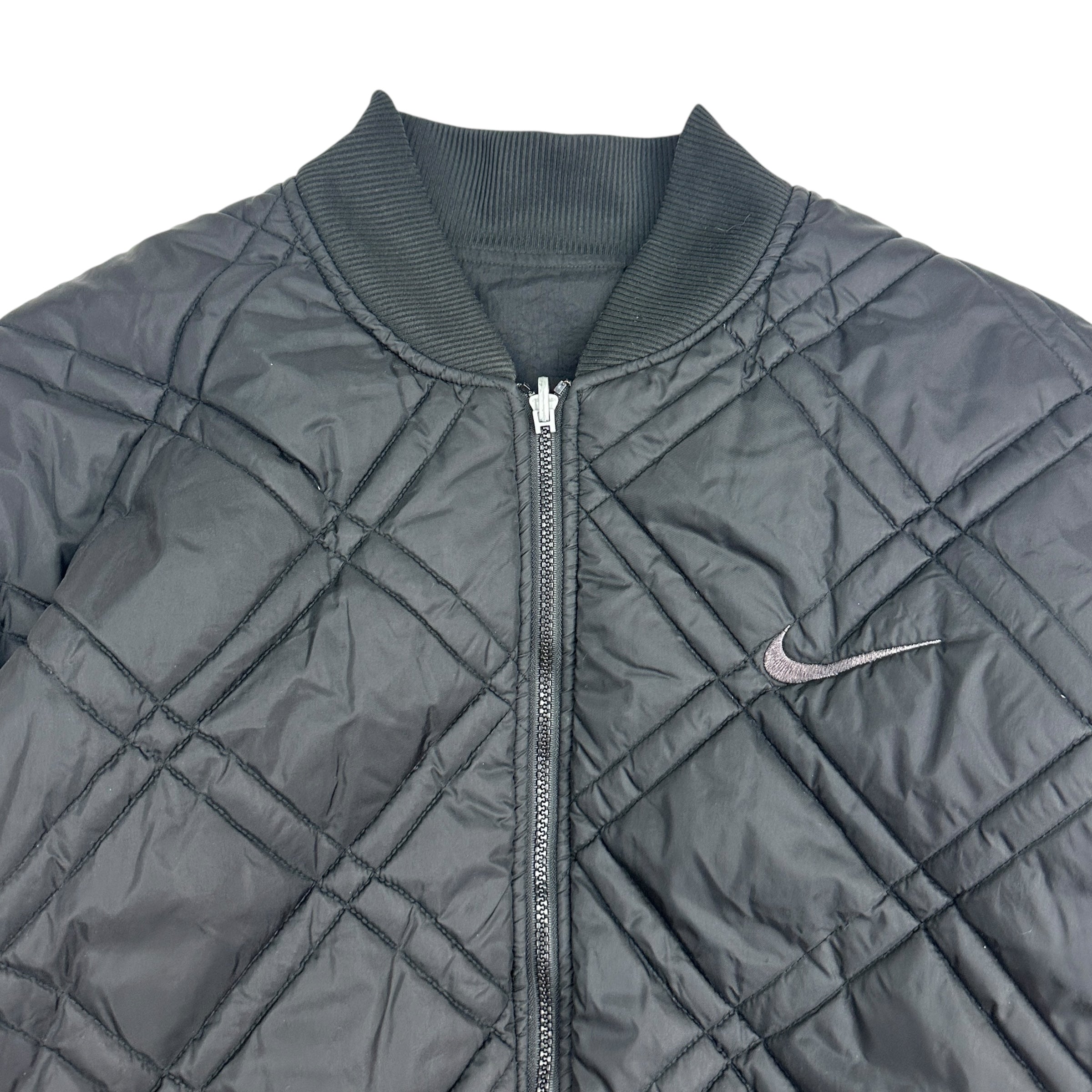 Vintage Nike Reversible Quilted Bomber Jacket Black