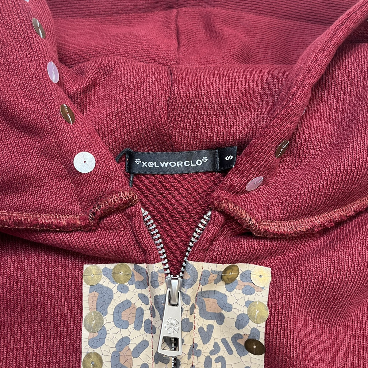 XaLWORCLO No.0 Cross Leopard Print Sequin Hoodie