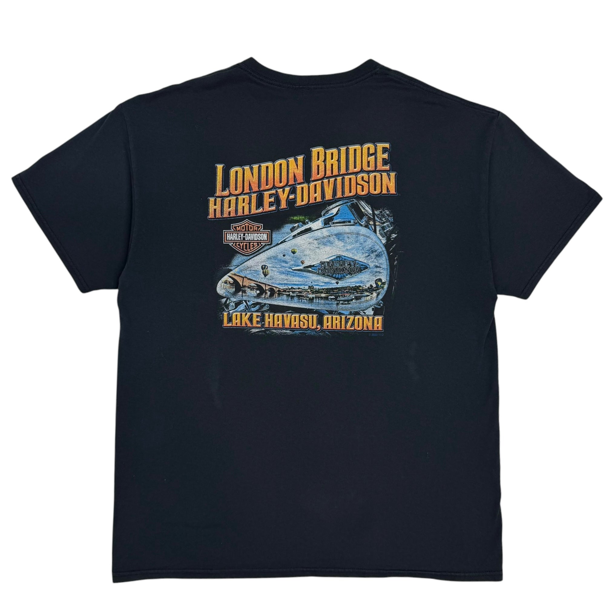 Harley Davidson Lake Havasu Arizona London Bridge Pocket Tee Black