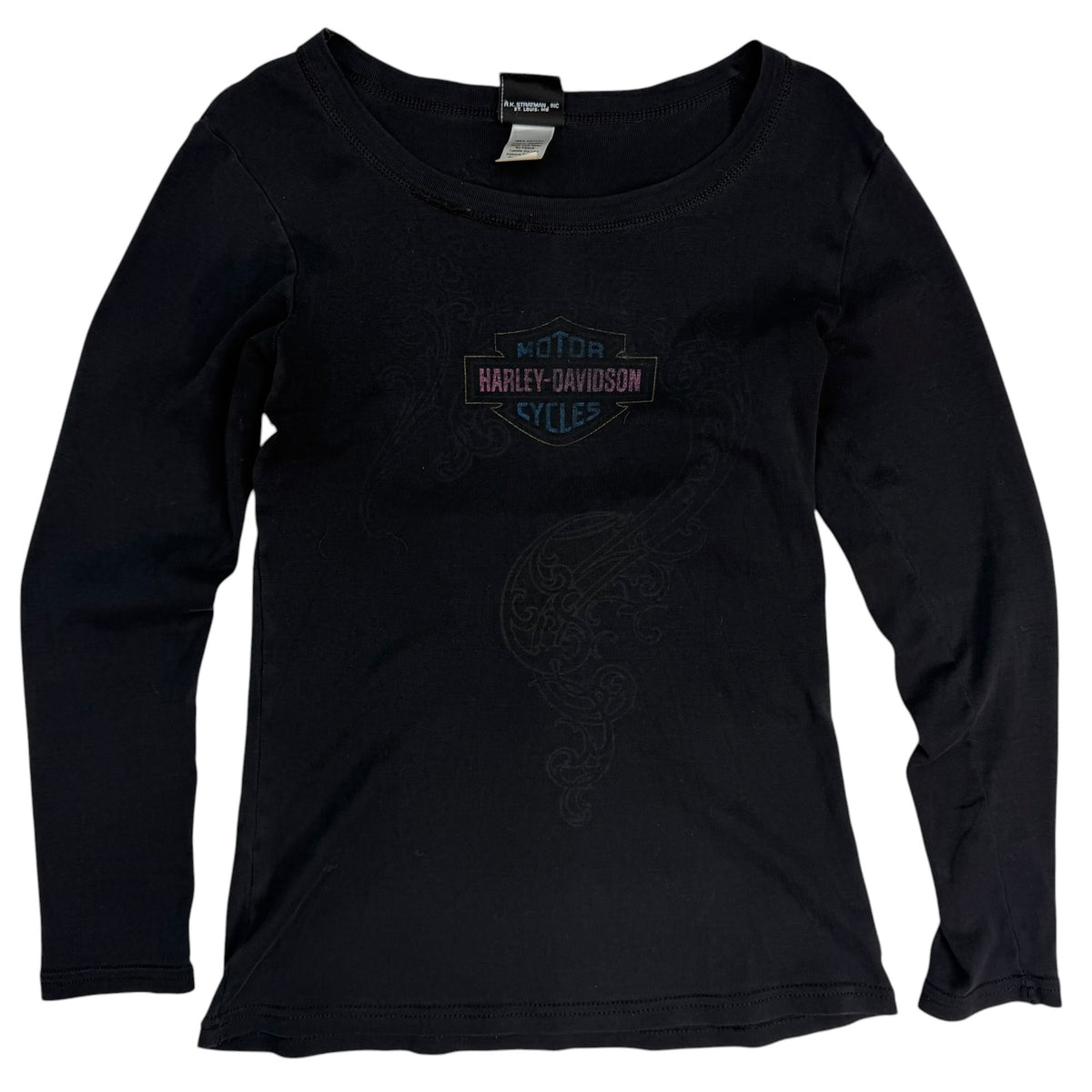 (W) Vintage Harley Davidson Wing Longsleeve Black