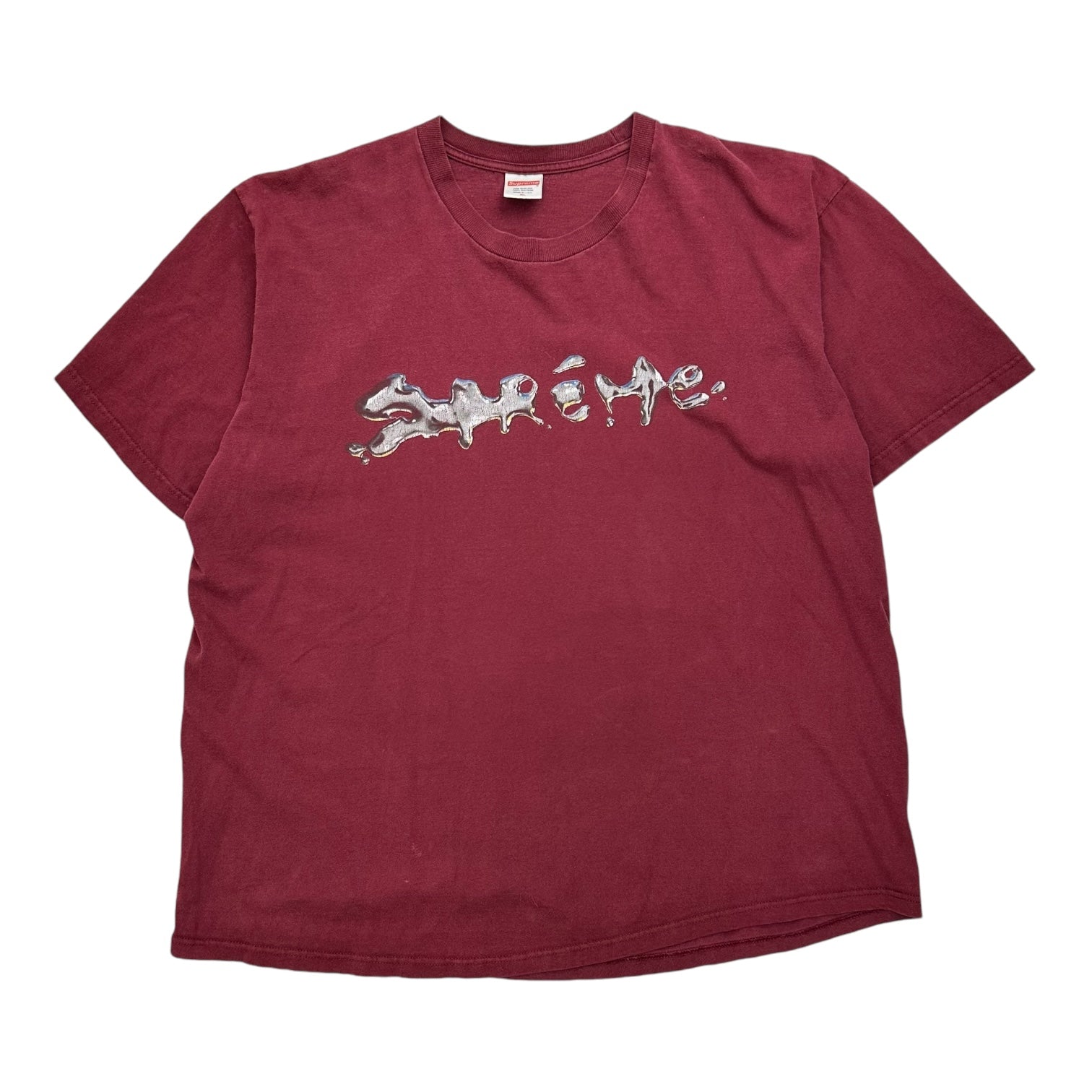 Supreme Liquid Metal Tee Maroon