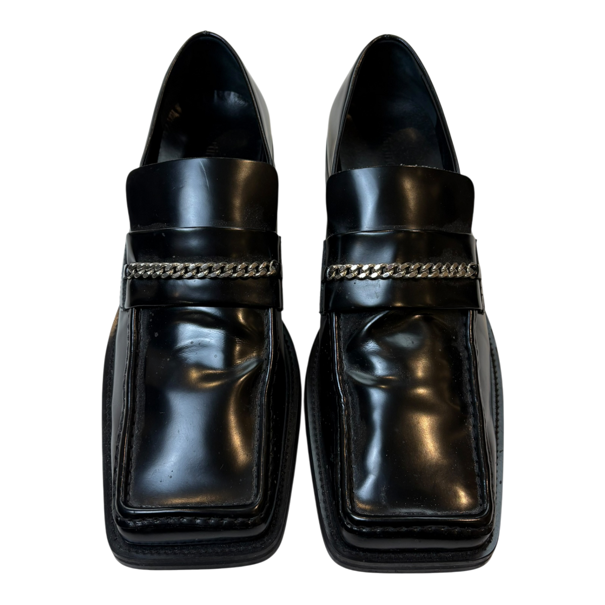 Martine Rose Leather Square Toe Chain Loafers Black (Used)