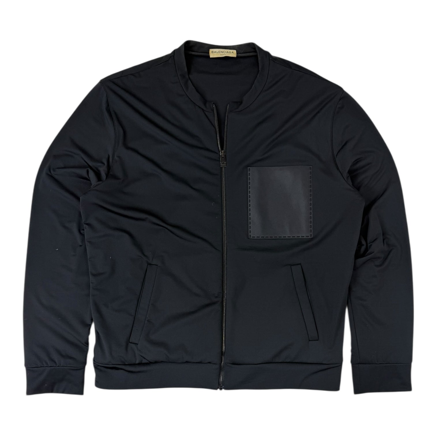 Balenciaga Leather Pouch Pocket Bomber Jacket Black