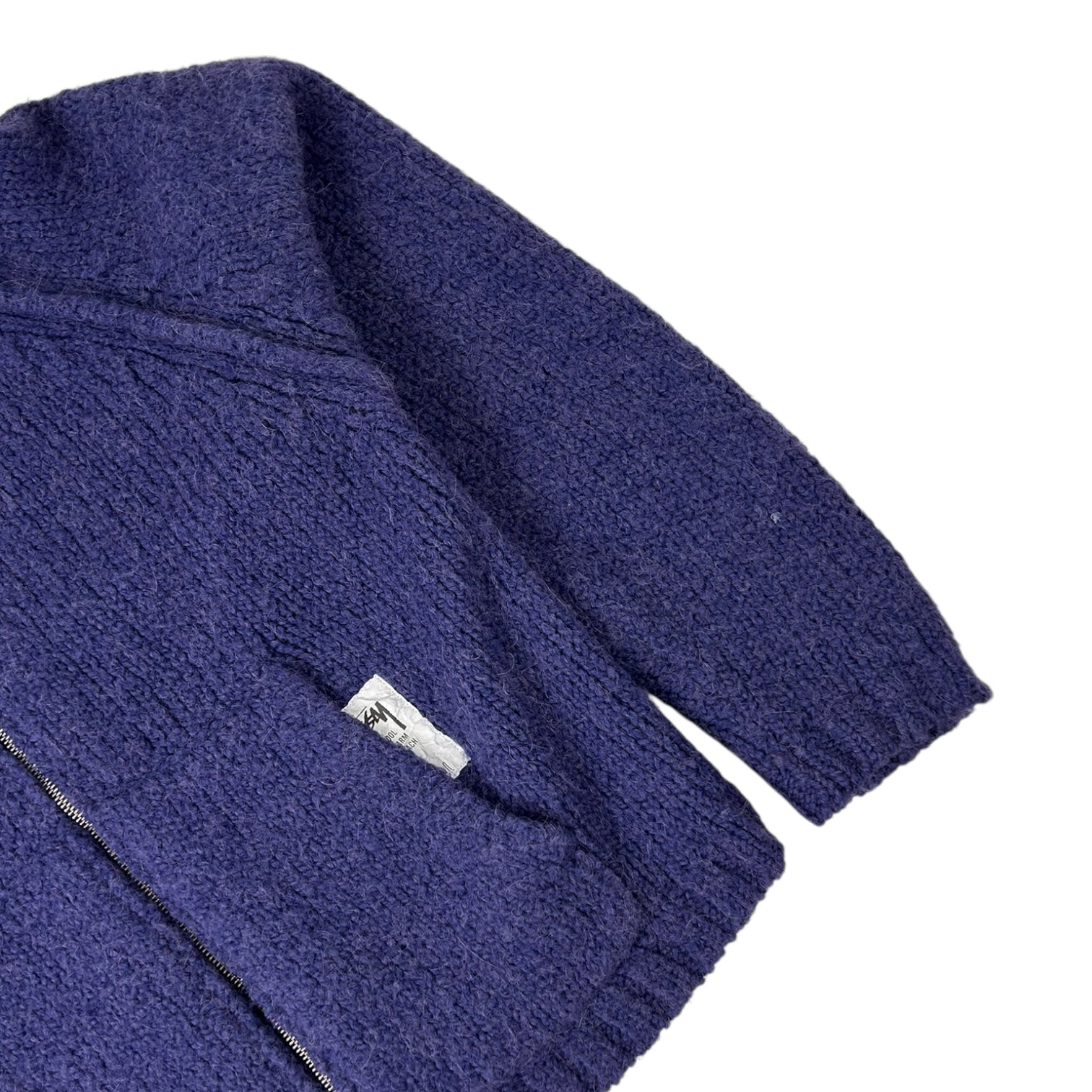 Stussy Chunky Knit Zip Up Hoodie Navy