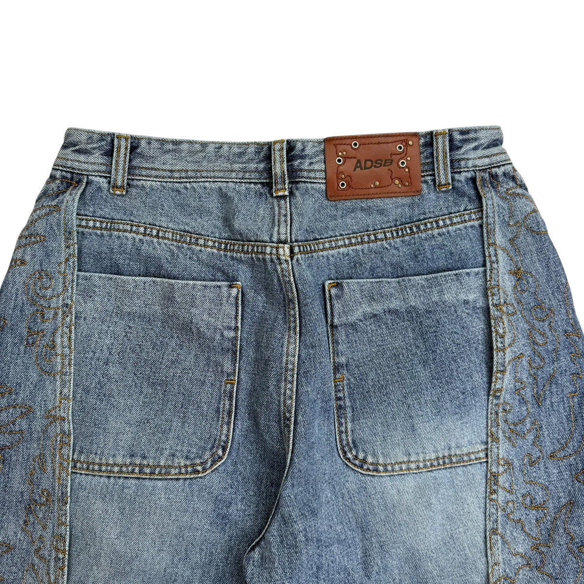 Anderson Bell Embroidery Wrap Jeans Washed Blue