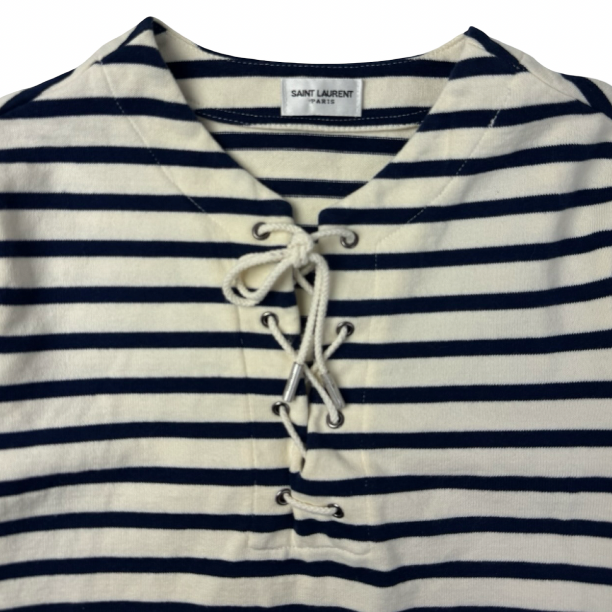 (W) YSL Tied Stripped Henley Shirt