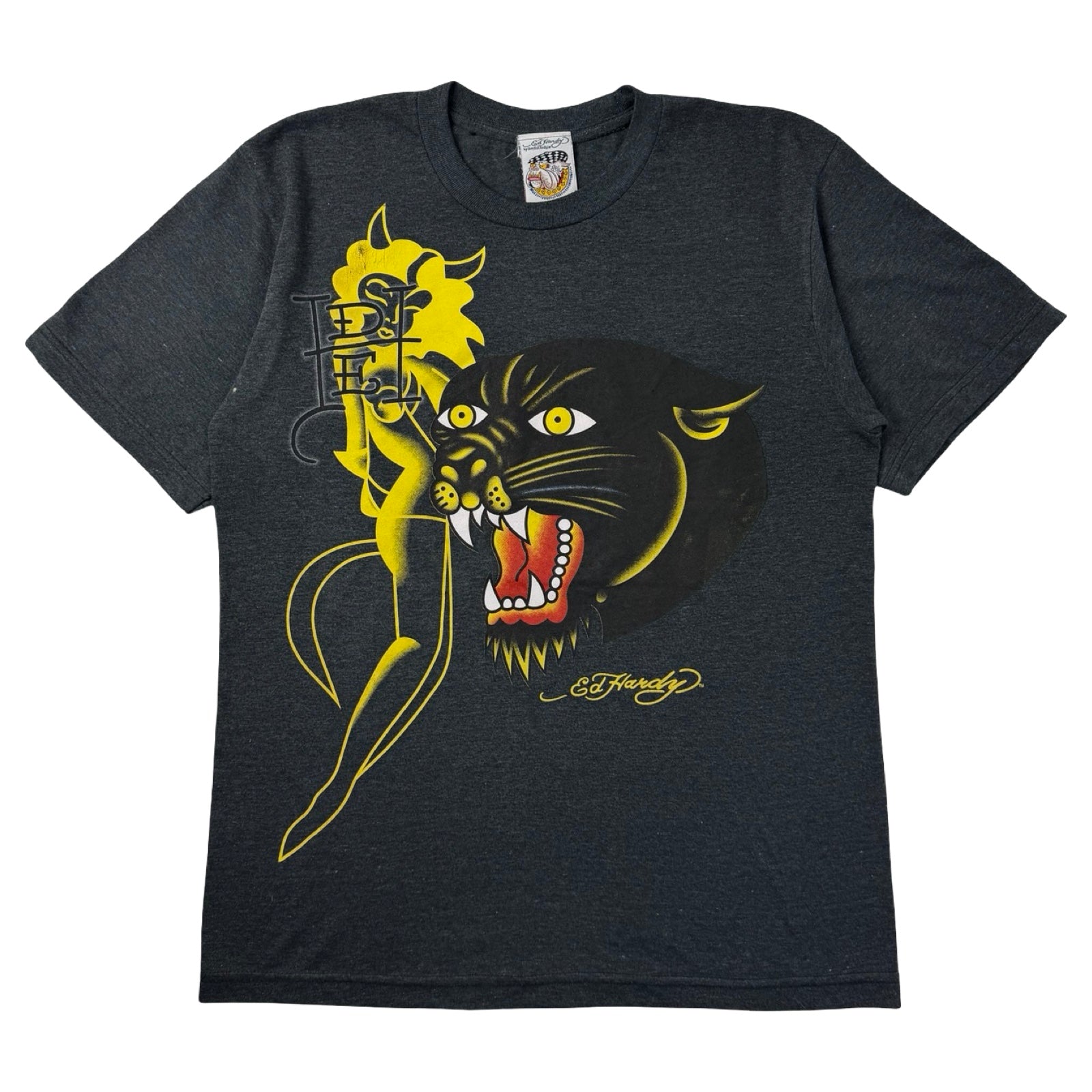 Vintage Y2K Ed Hardy Black Panther T-Shirt Washed Black