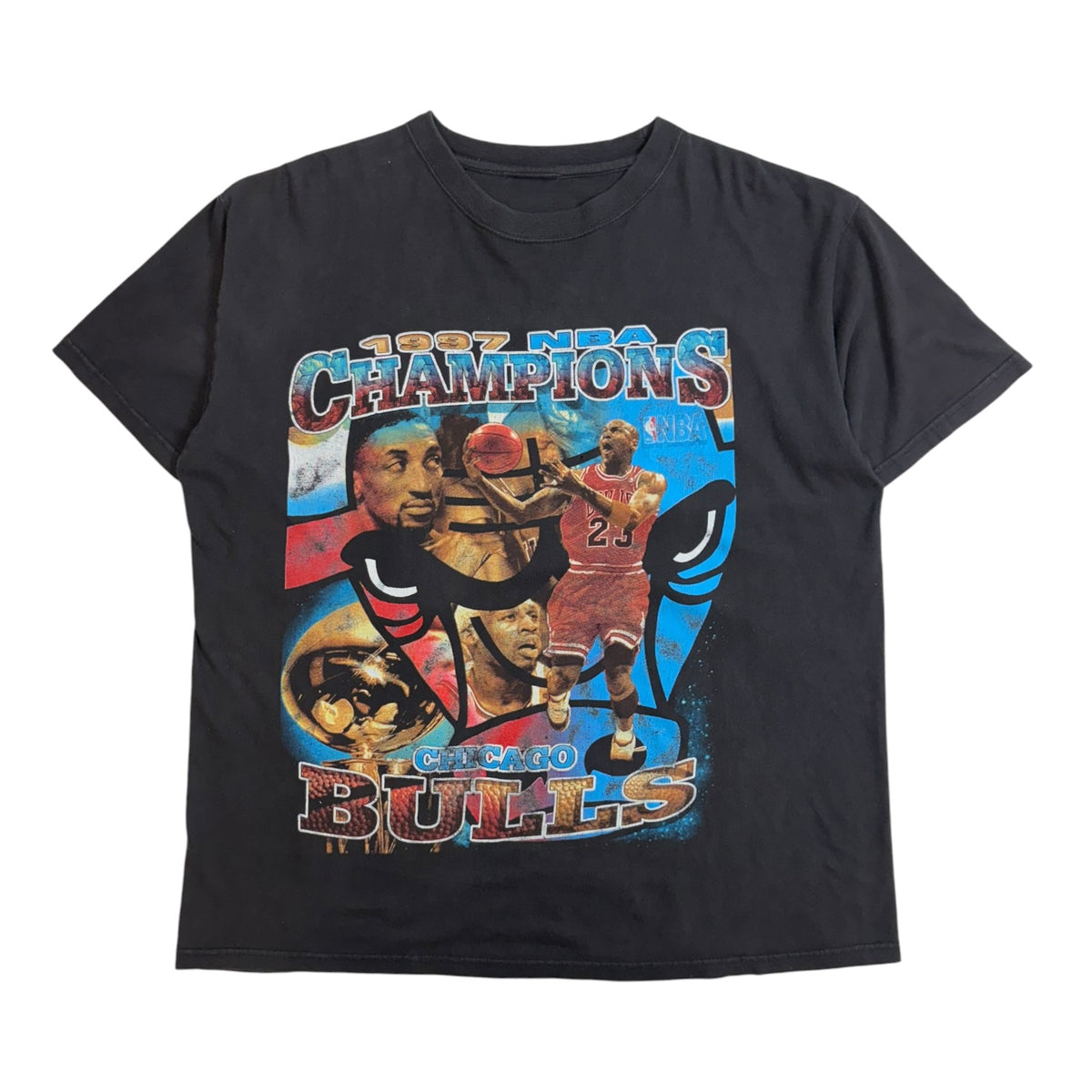 Vintage 1997 Chicago Bulls NBA Champions T-Shirt Black