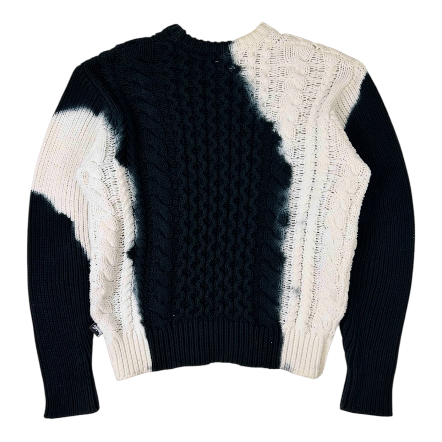 Stussy Tie Dye Fisherman Sweater Black/White