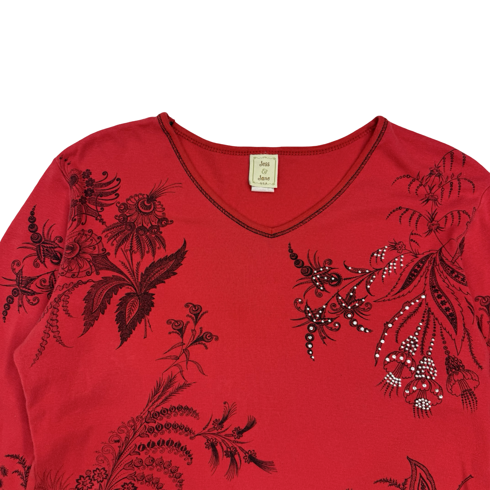 (W) Vintage Jess & Jane Floral Shirt Red