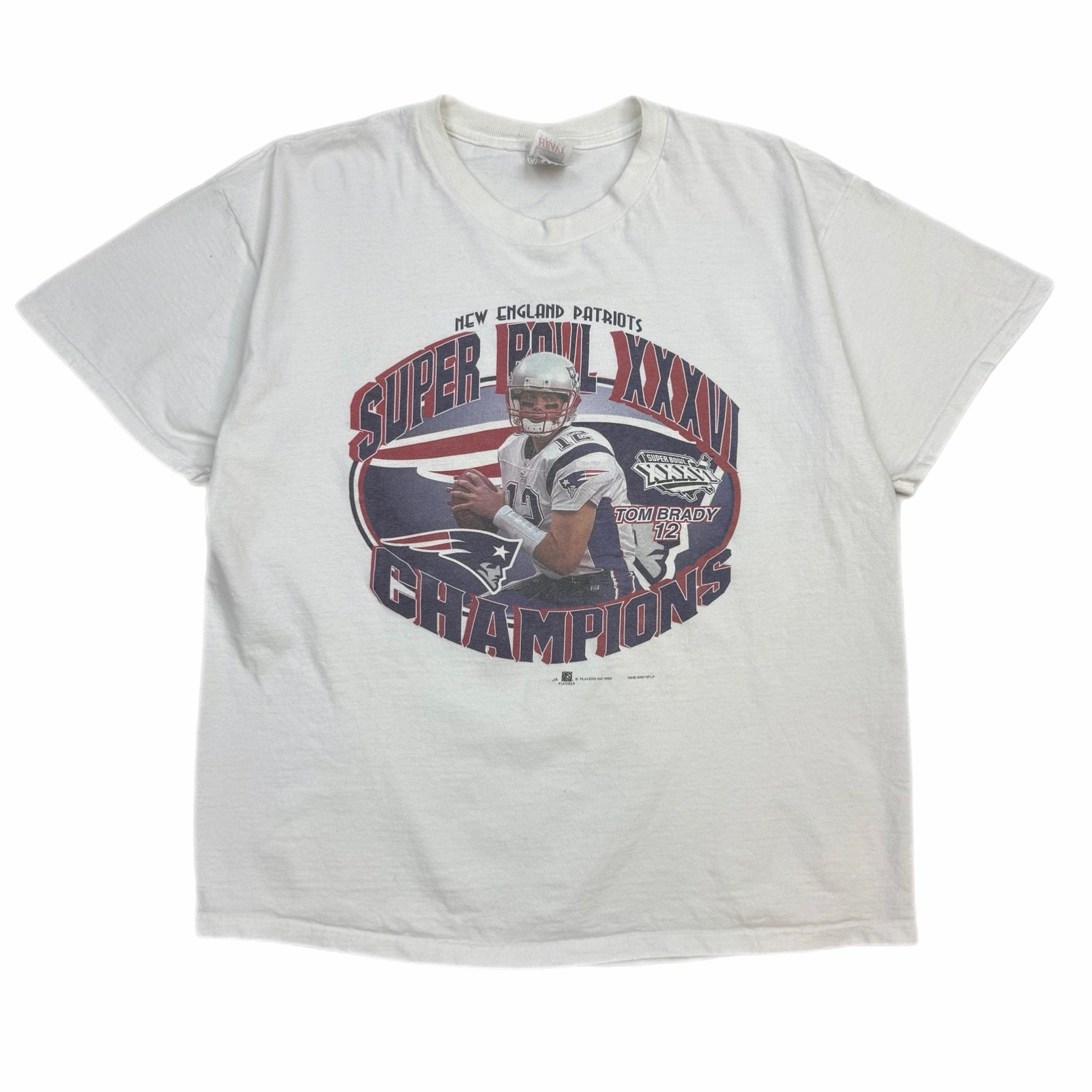 2002 Tom Brady New England Patriots Champions Tee White