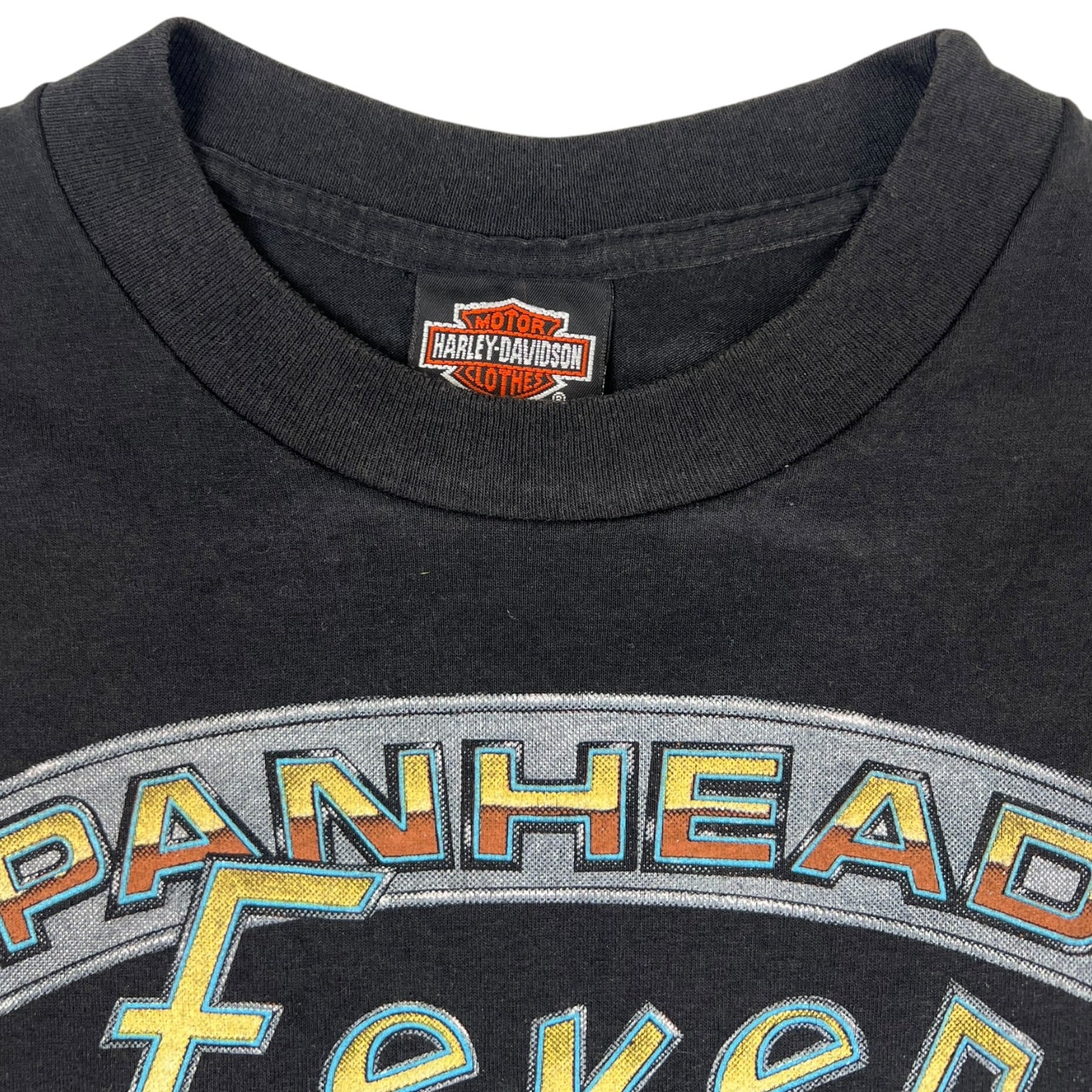 Vintage 1990 Harley Davidson “Panhead Fever” 3D Emblem T-Shirt Black