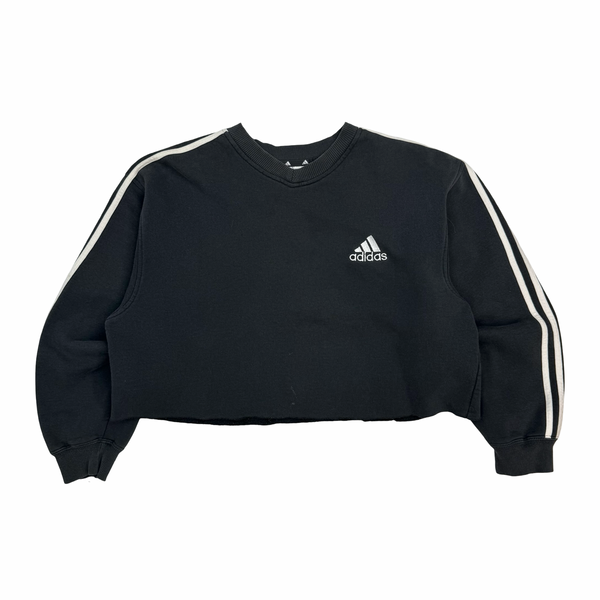 (W) Vintage Adidas Cropped Crewneck Sweater Black