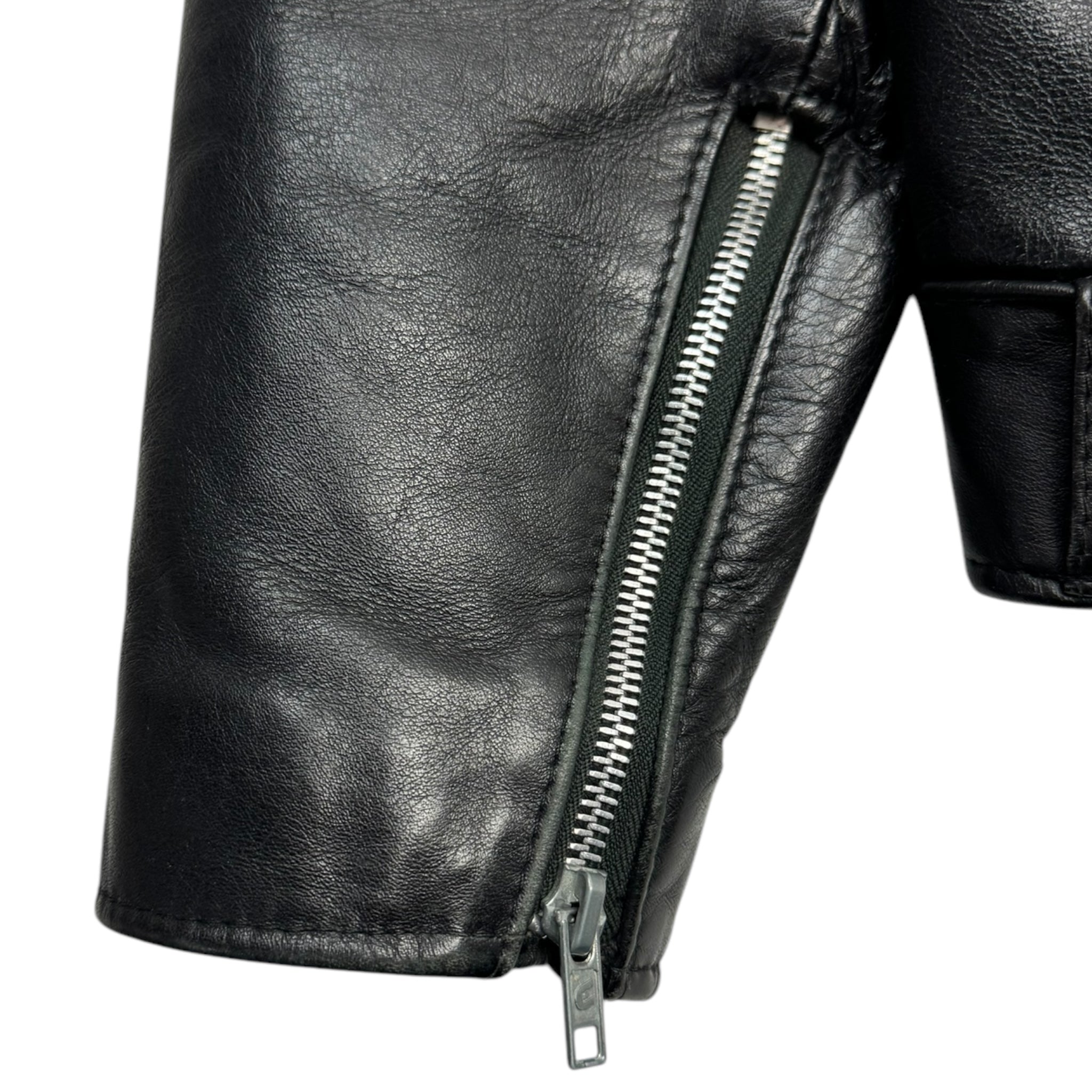 Vintage Angora Leather Biker Jacket Black