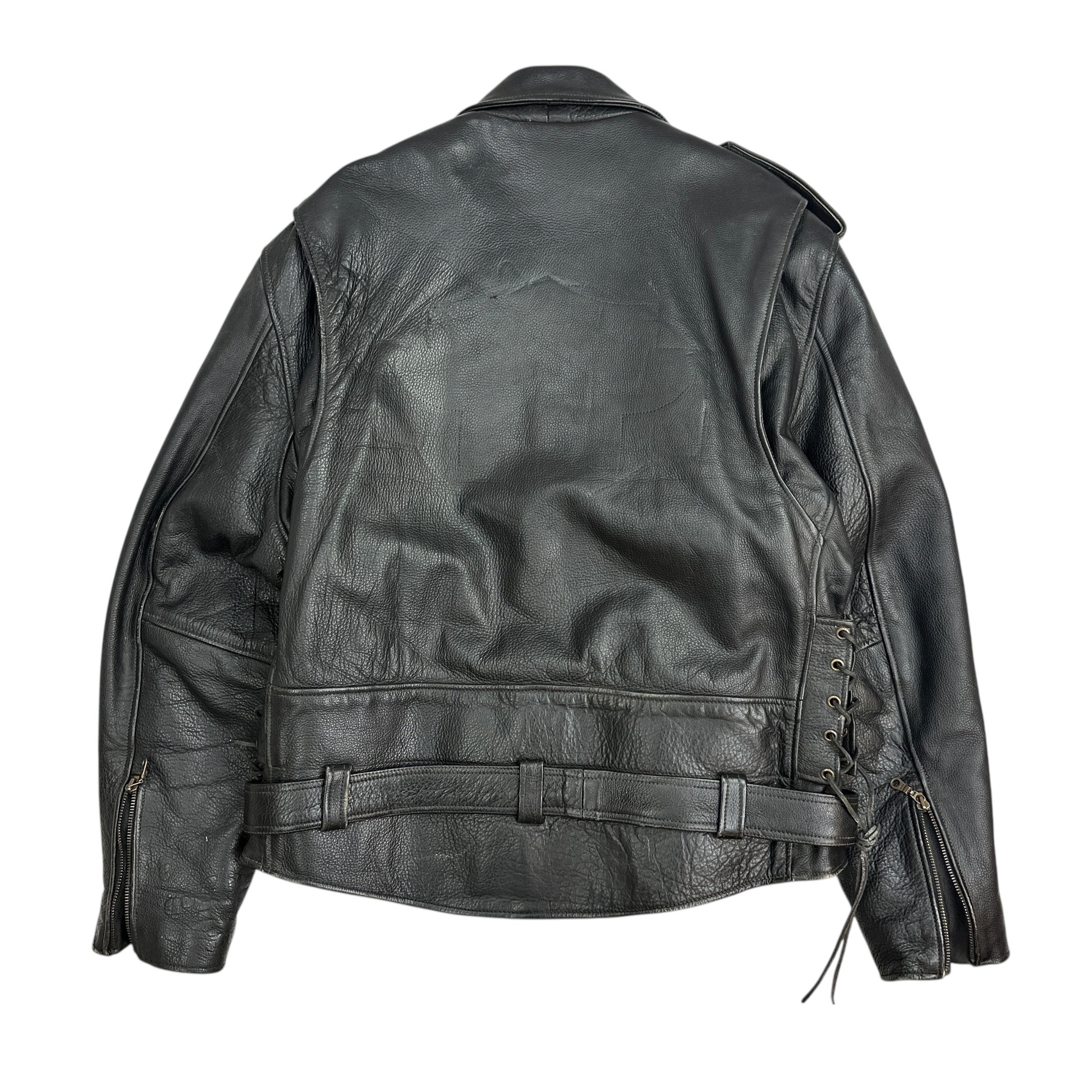 Vintage Leather Biker Jacket Black