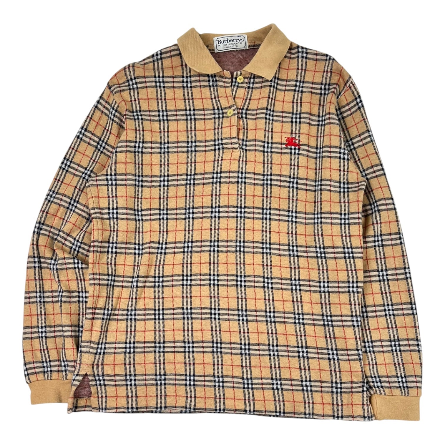 Vintage Burberrys Nova Check Long-Sleeve Polo Shirt