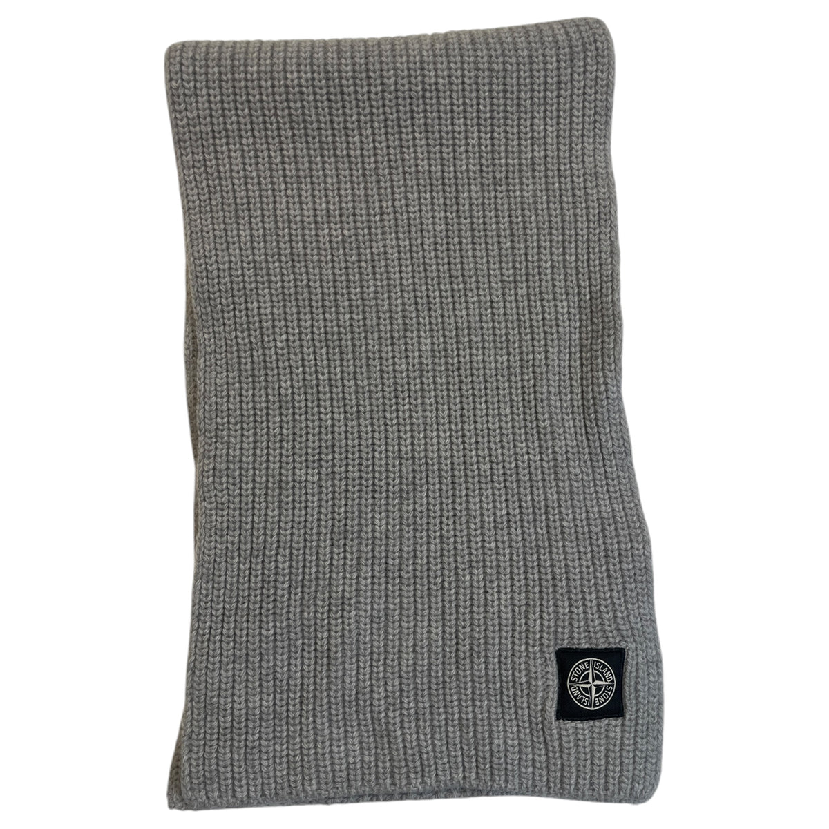 Stone Island Gray Ribbed Knit Wool Scarf