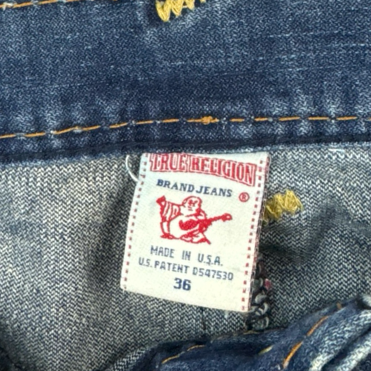 Y2K True Religion Sketch Embroider Denim Bottoms Dark Blue