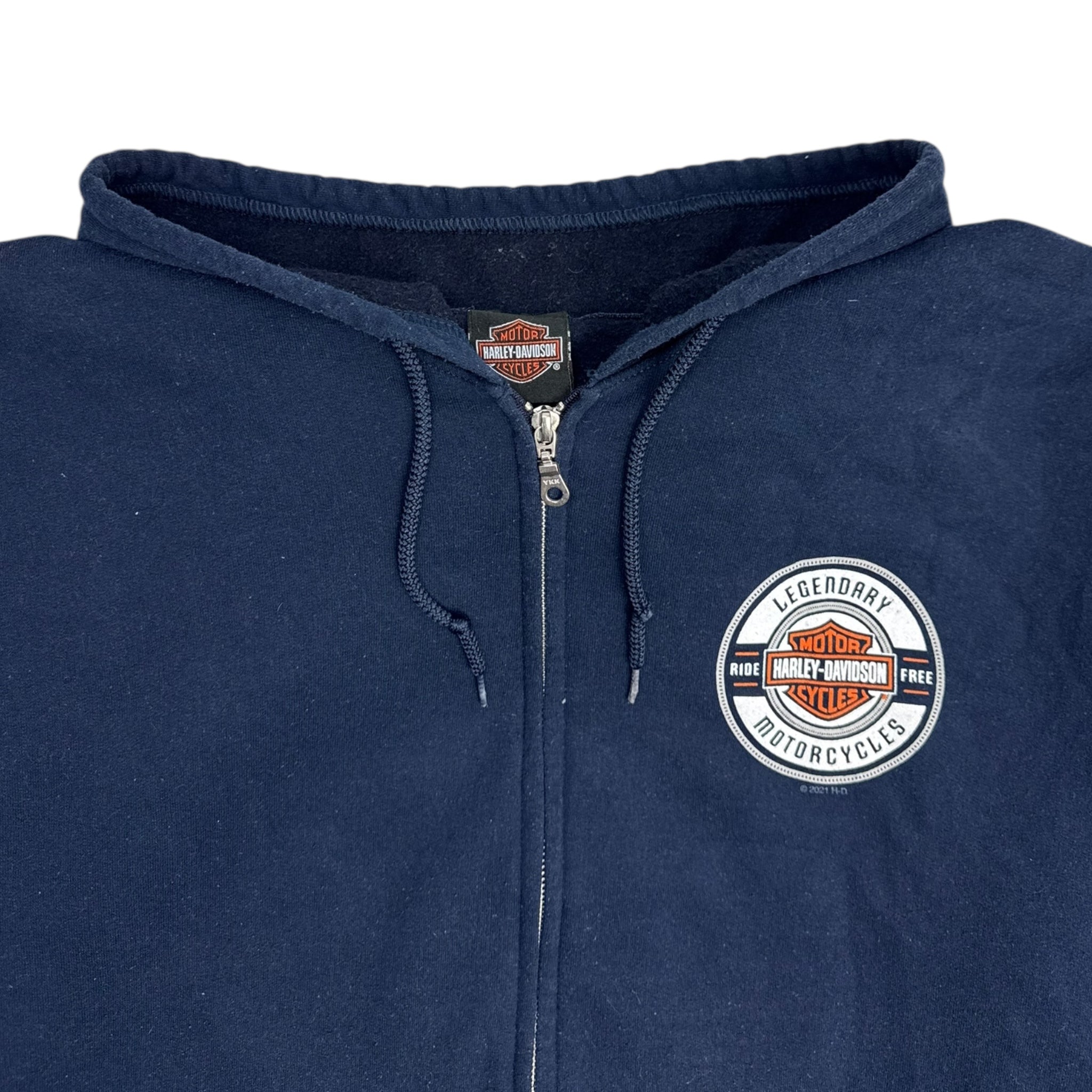 Harley Davidson Calgary Zip Up Hoodie Navy