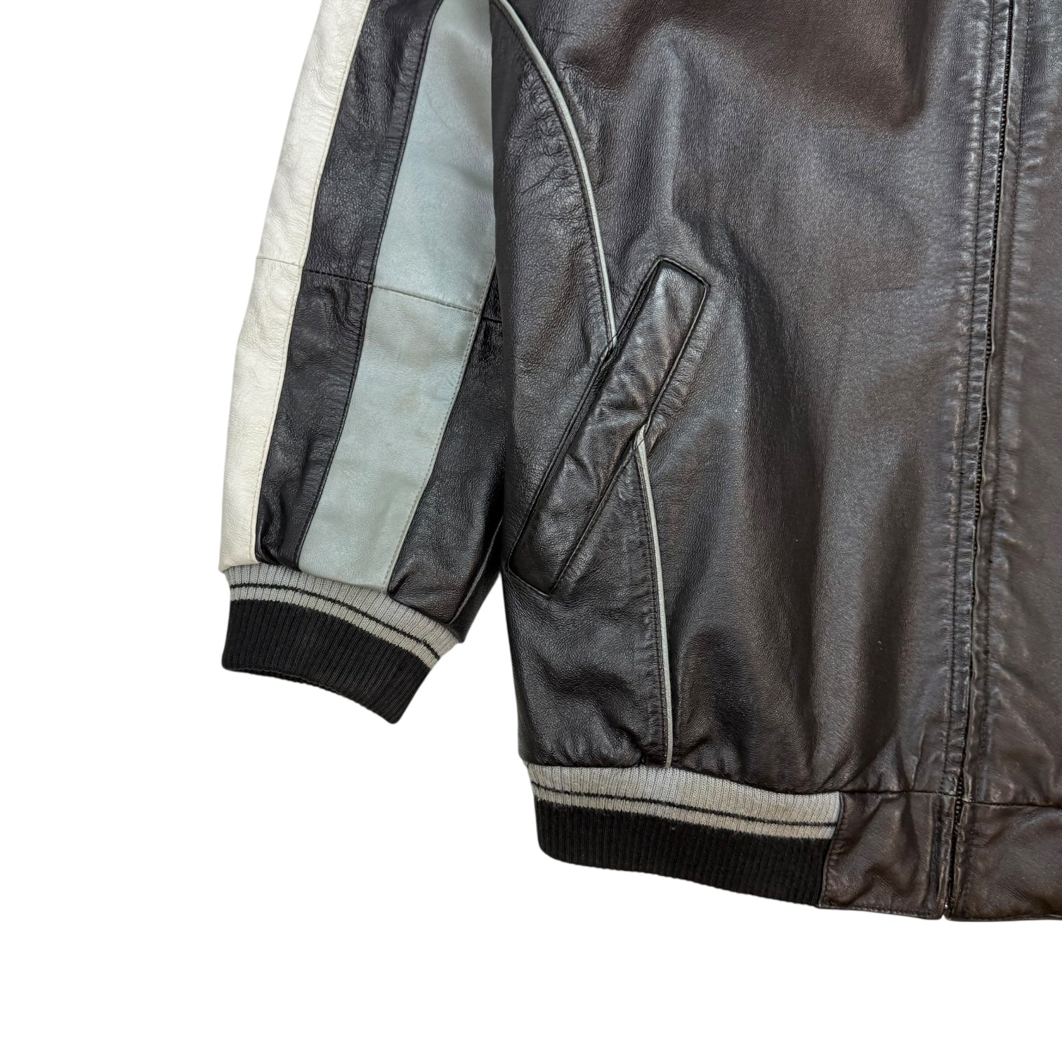 Vintage NFL Oakland Raiders Leather Jacket Black/White