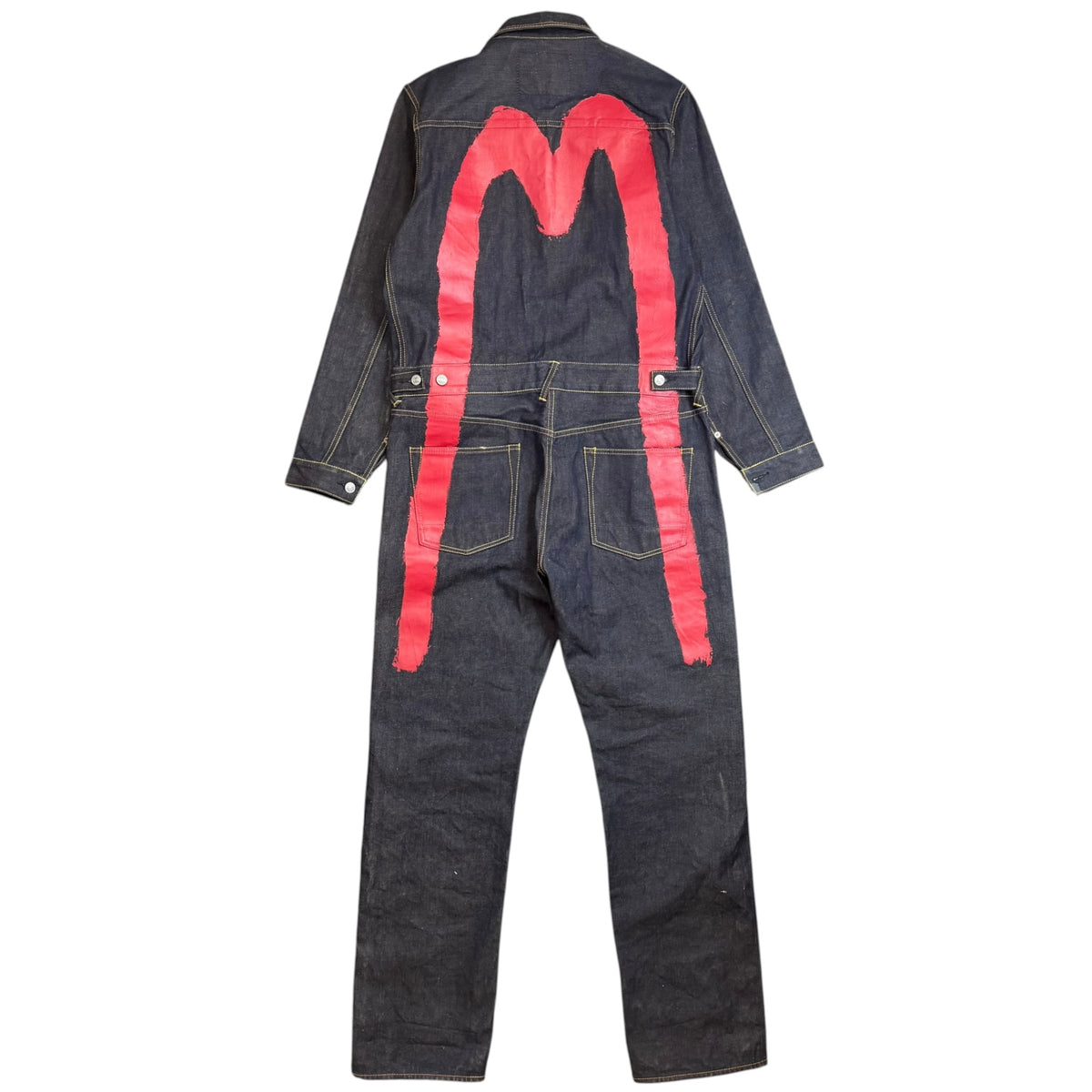 Evisu Heritage Handpainted Selvedge Raw Denim Jumpsuit Indigo/Red