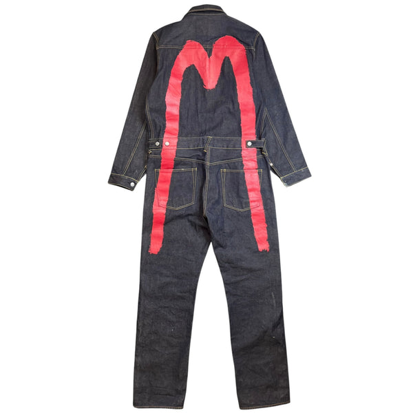Evisu Heritage Handpainted Selvedge Raw Denim Jumpsuit Indigo/Red