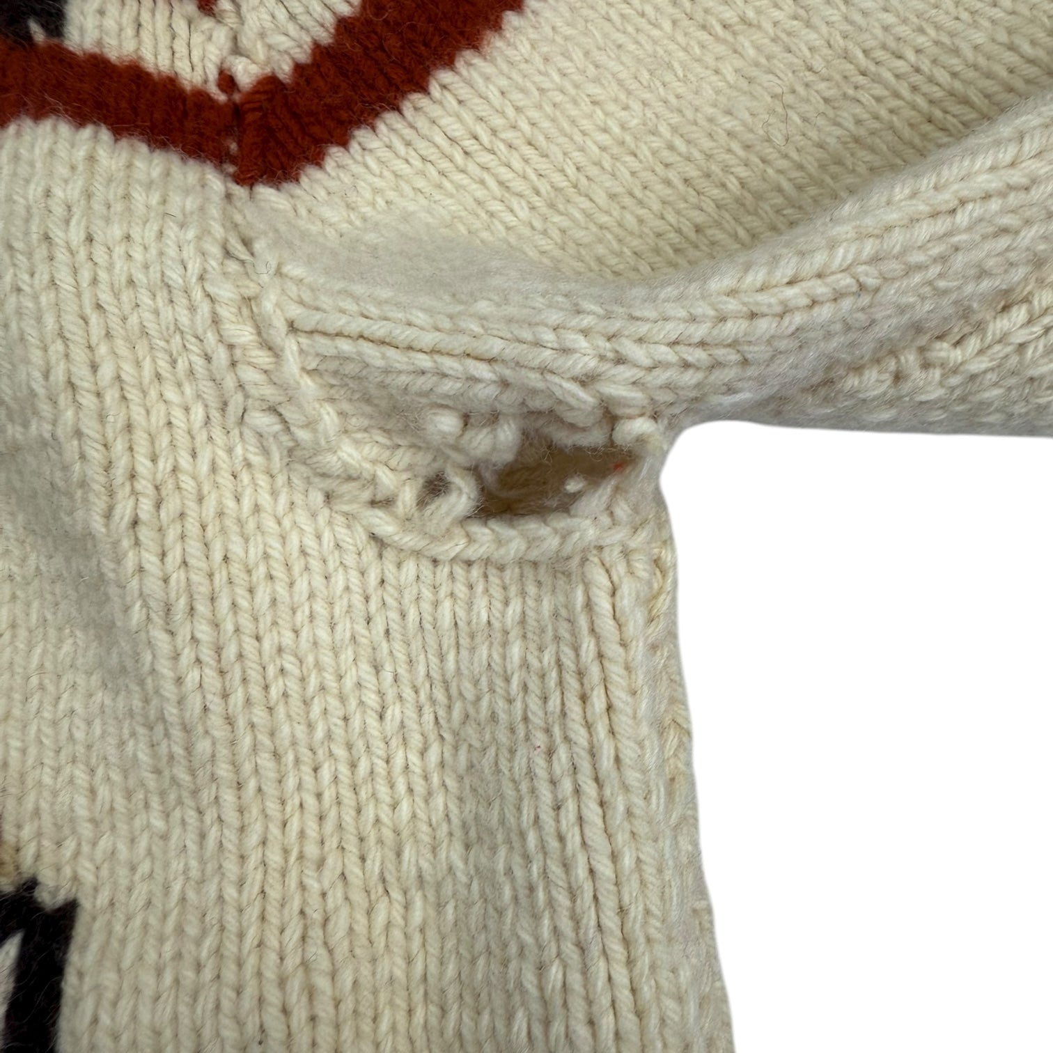 Vintage Cowichan Bison Knit Zip Up Sweater Cream