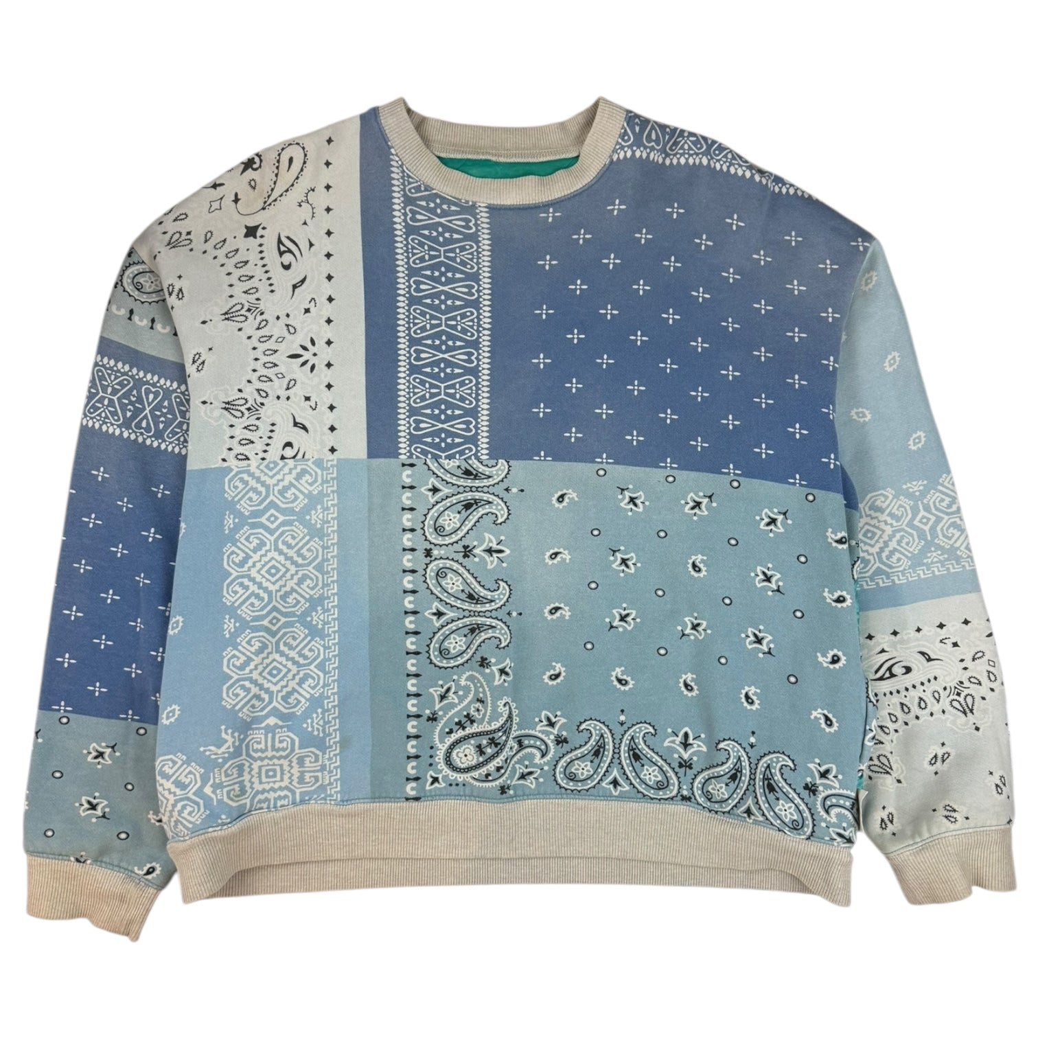 Kapital Paisley Quilted Crewneck Blue