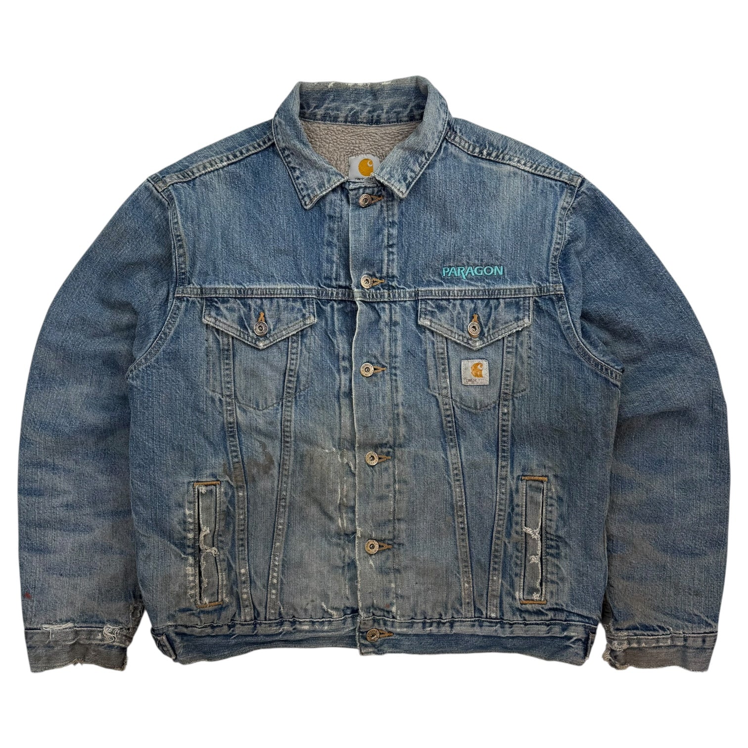 Vintage Carhartt Sherpa Lined Denim Jacket Blue