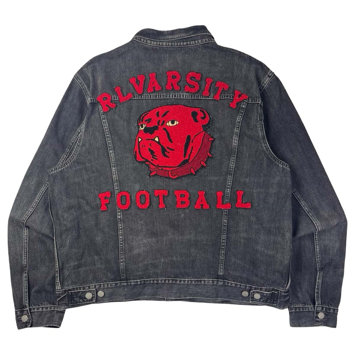 Polo Ralph Lauren Bulldog Varsity Denim Trucker Jacket Faded Grey