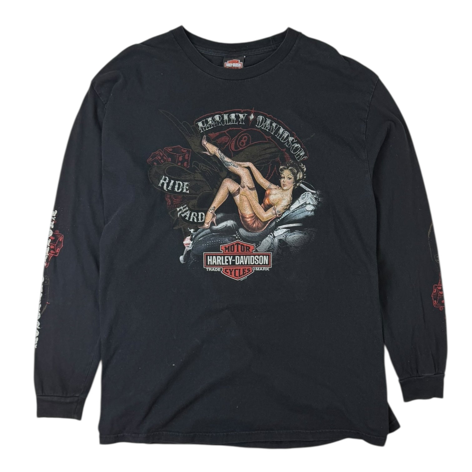 Vintage Harley Davidson Trev Deeley T-Shirt Long Sleeve Black