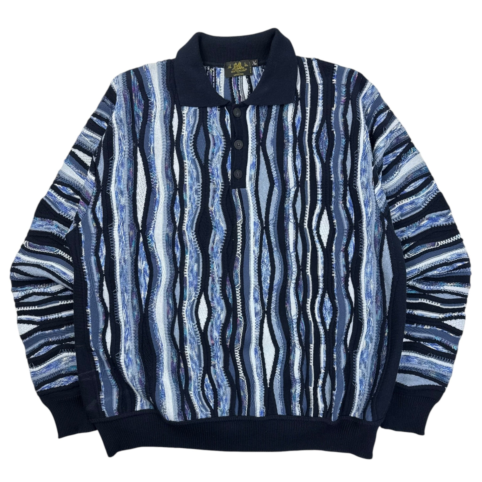 Vintage Montechiaro 3D Knit Collared Sweater