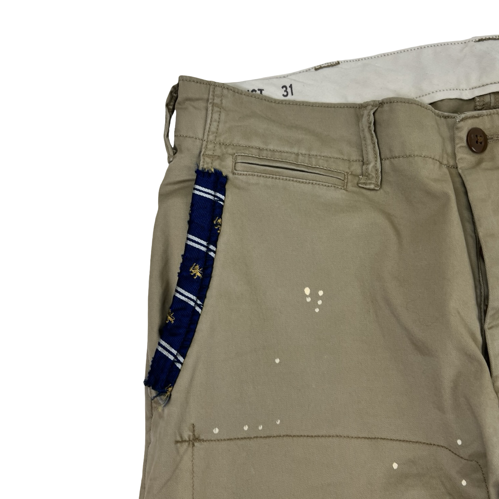 Polo Ralph Lauren Distressed Patchwork Relaxed Fit Khaki Chino Pants