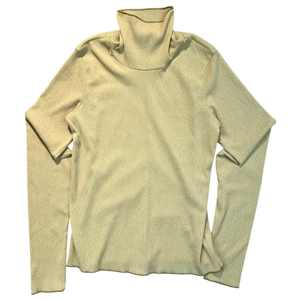(W) Frame Long Sleeve Ribbed Turtleneck Top Yellow