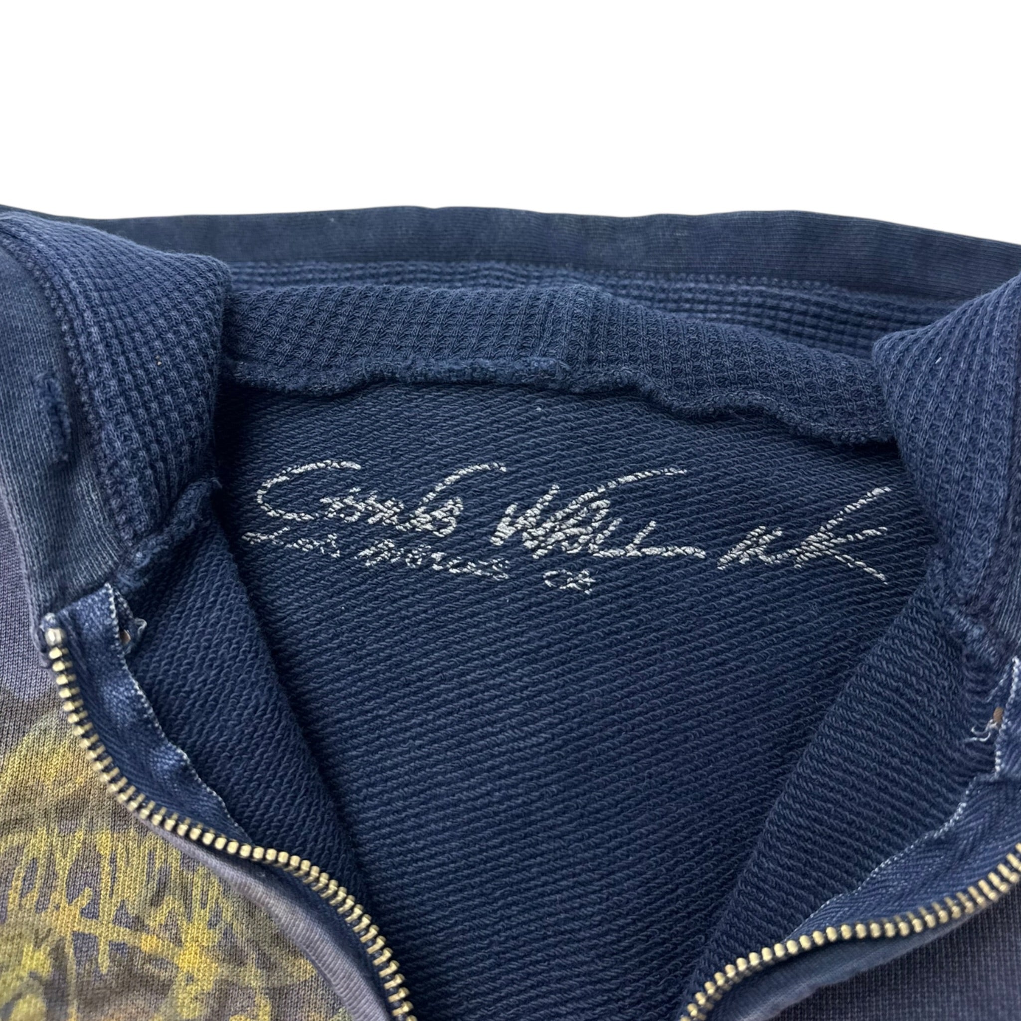 Y2K The Great China Wall Zip Up Hoodie Blue Camo