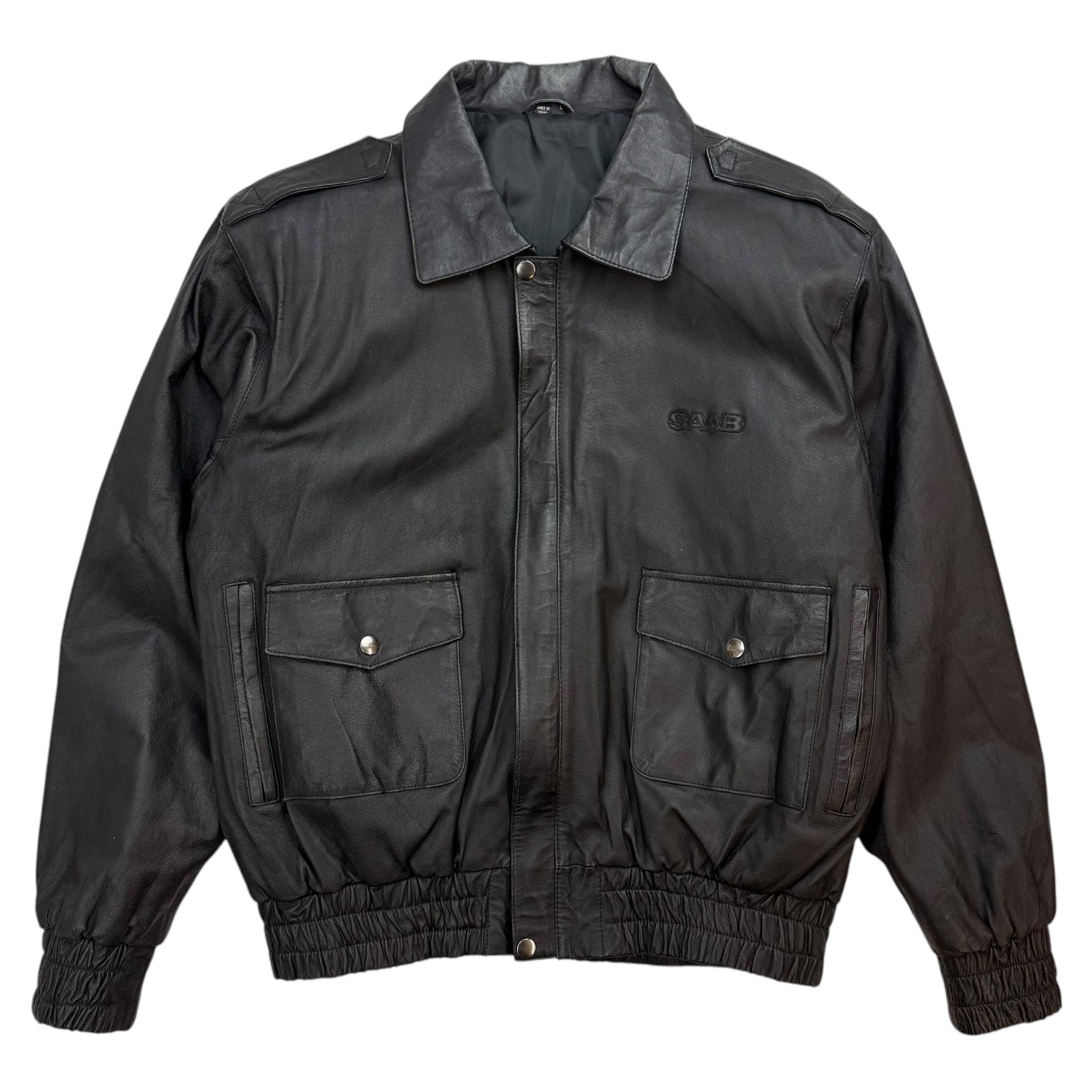 Vintage Saab Leather Jacket Black